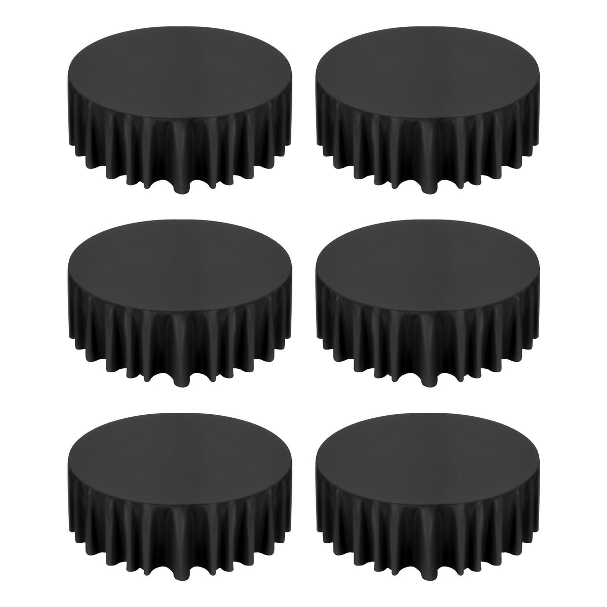Black Round Tablecloths 6 Pack, 120 Inches in Diameter, Stain- & Wrinkle- Resistant, Machine Washable Table Clothes, Polyester Fabric Table Covers for Wedding, Party, Banquet, Formal Events