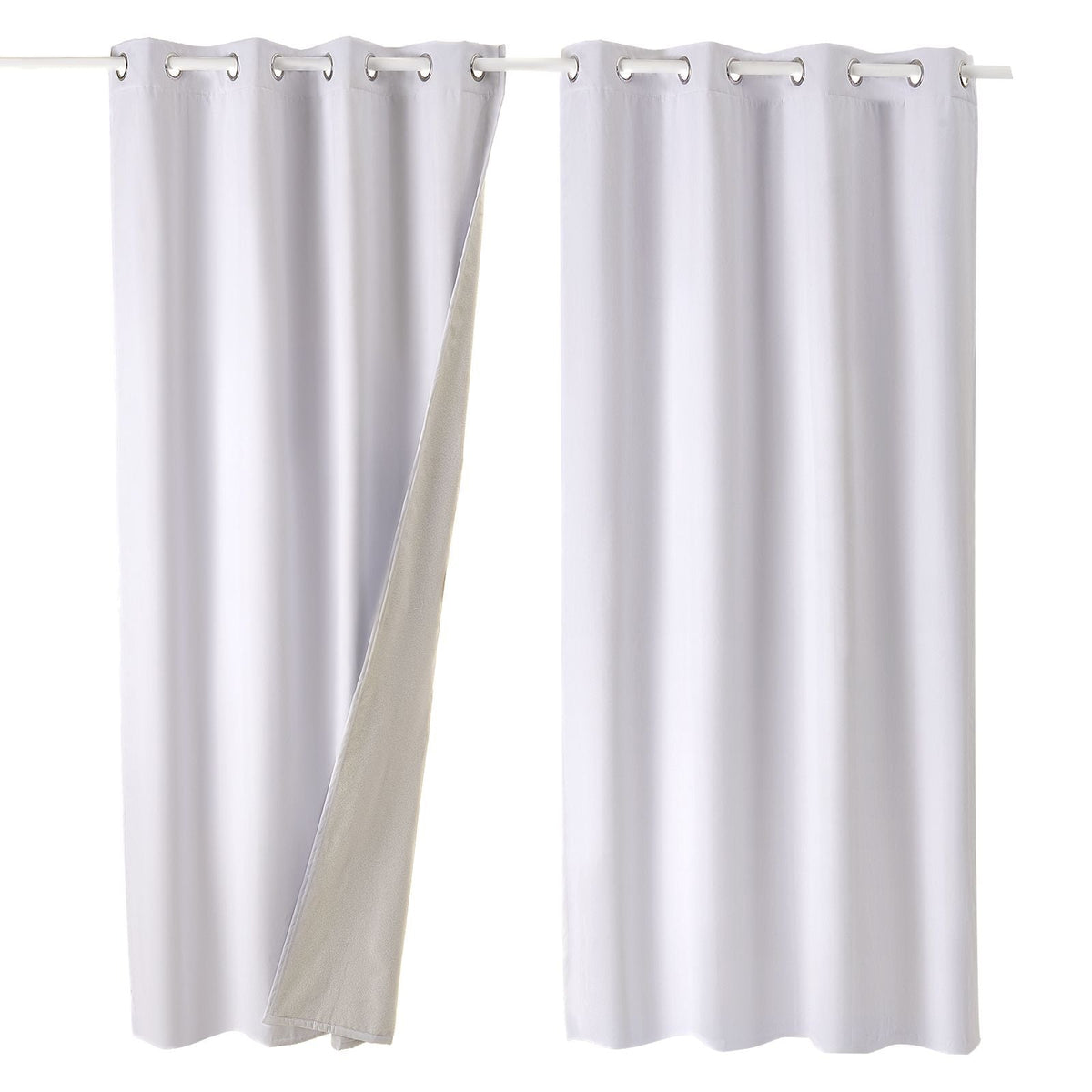 Blackout Curtains, 84 Inch Length 2 Panels Set, 52 Inch Wide Each, Thermal Insulated 100% Blackout Light Blocking Drapes, 3-Layer, with Grommets, Curtains for Bedroom Living Room Window, White