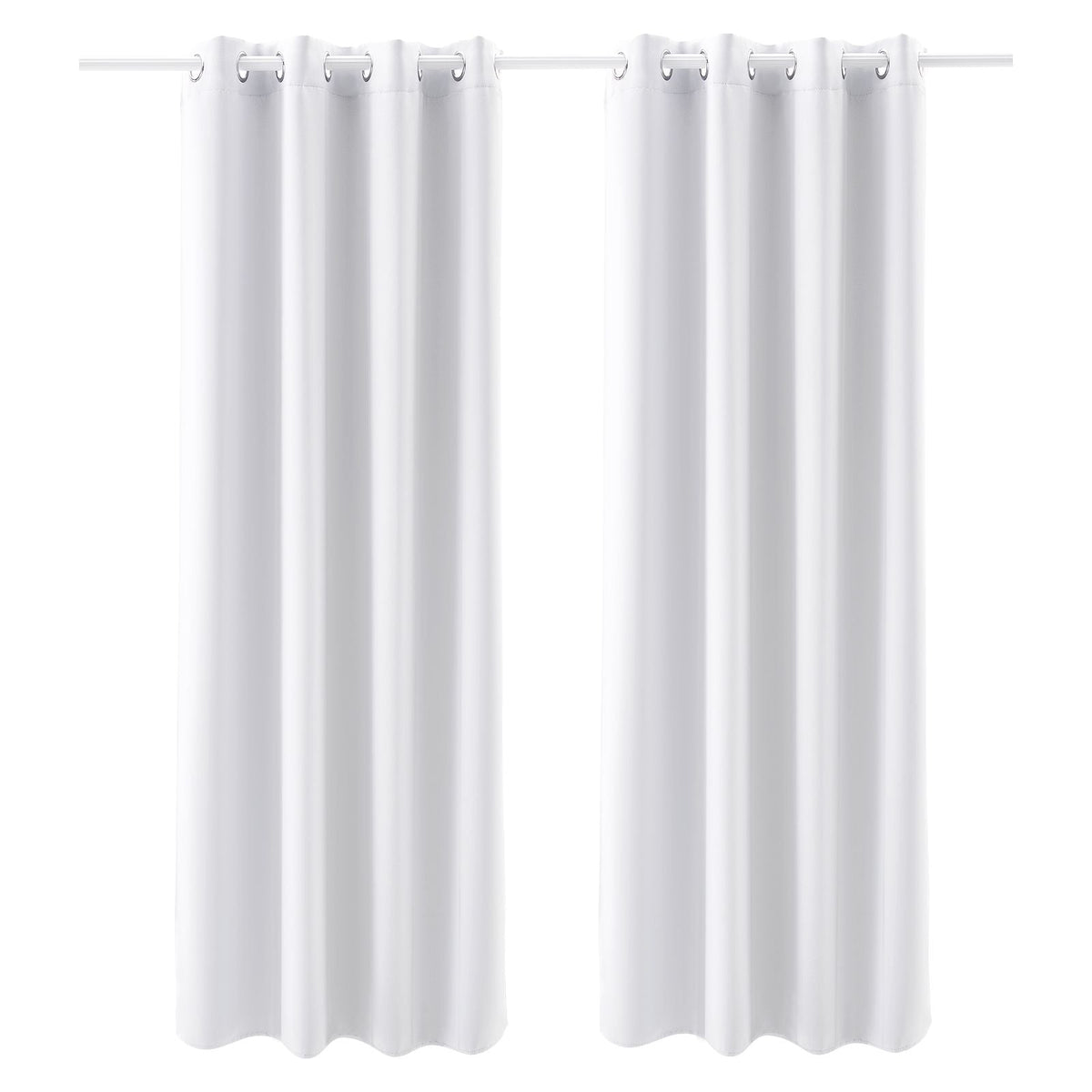 Blackout Curtains, White Blocking Drapes for Bedroom and Living Room, 2 Panels Set Grommet Room Darkening Curtain, Solid Thermal Insulated Drapes, Noise Reducing Window Treatments, 52x84 inch
