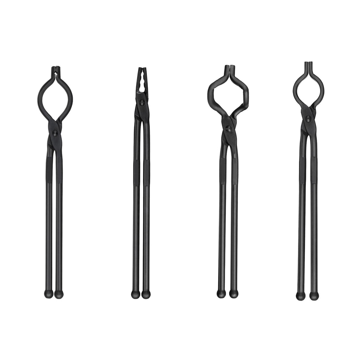 Blacksmith Tongs, 18' 4 PCS, V-Bit Bolt Tongs, Wolf Jaw Tongs, Z V-Bit Tongs and Gripping Tongs, Carbon Steel Forge Tongs with A3 Steel Rivets, for Beginner and Seasoned Blacksmiths, Bladesmiths