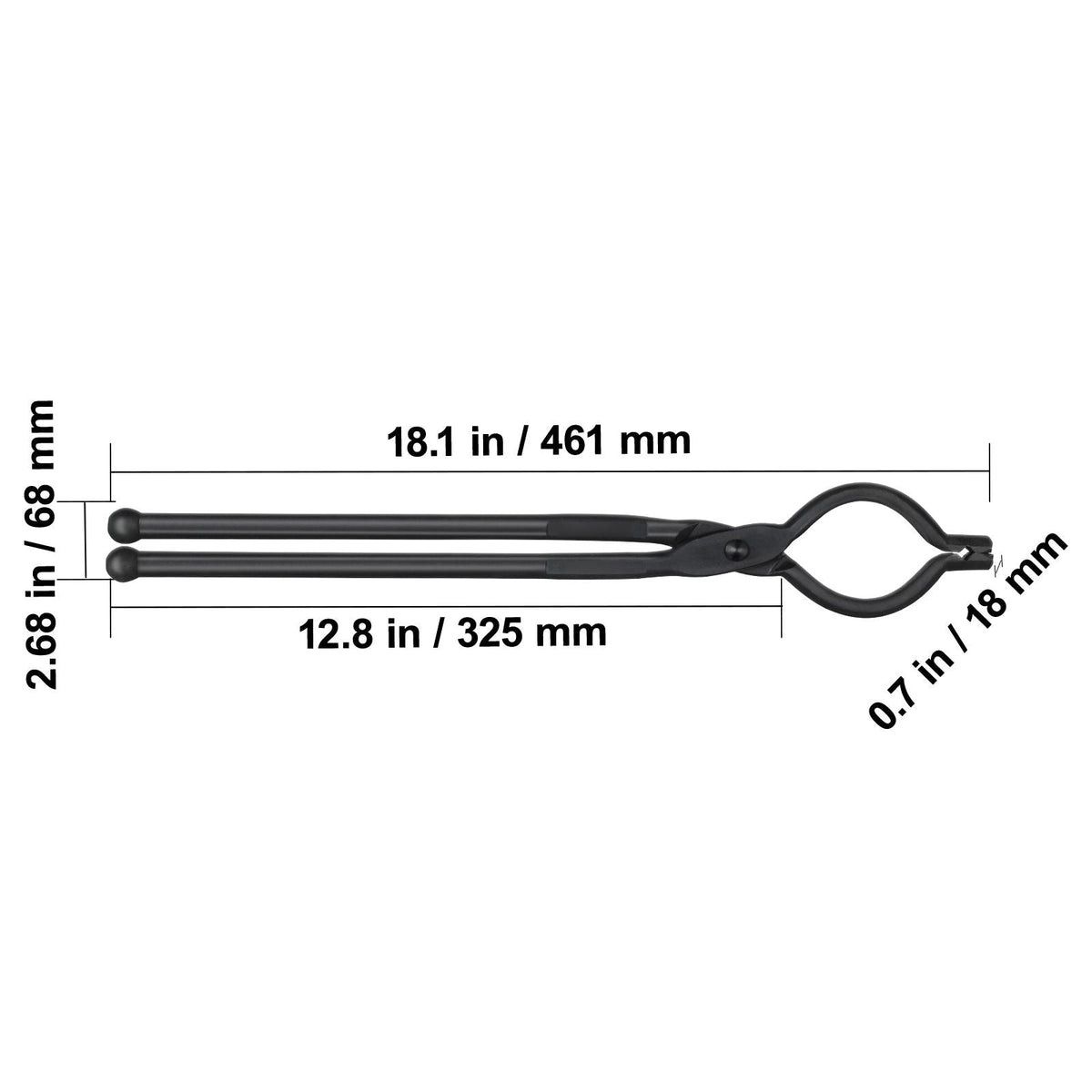 Blacksmith Tongs, 18' V-Bit Bolt Tongs, Carbon Steel Forge Tongs with A3 Steel Rivets, for Long, Irregular, and Nail-shaped Forgings, for Beginner and Seasoned Blacksmiths and Bladesmiths