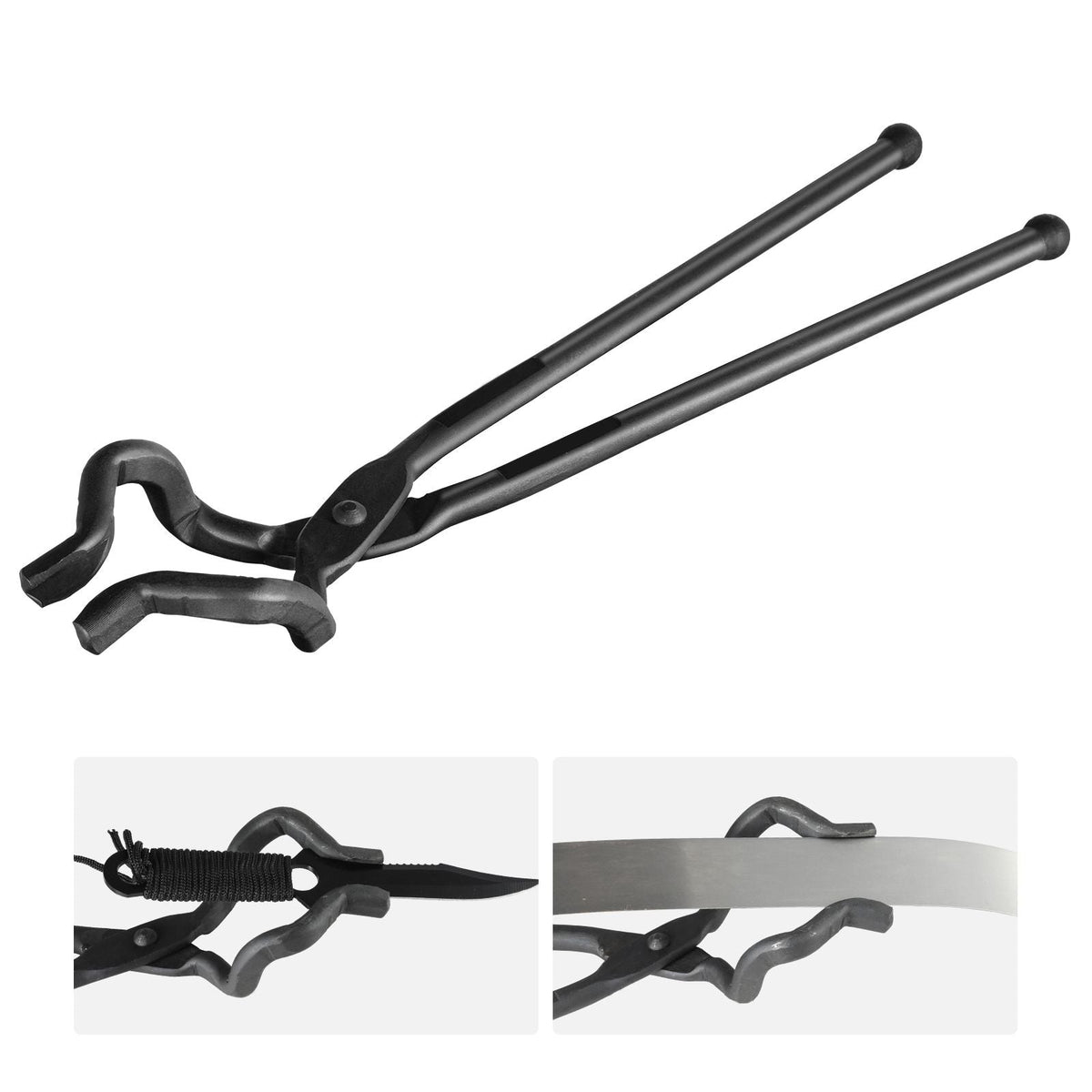 Blacksmith Tongs, 18' Z V-Bit Tongs, Carbon Steel Forge Tongs with A3 Steel Rivets, for Knife Blades, Long Pieces, Circular Forgings, for Beginner and Seasoned Blacksmiths and Bladesmiths