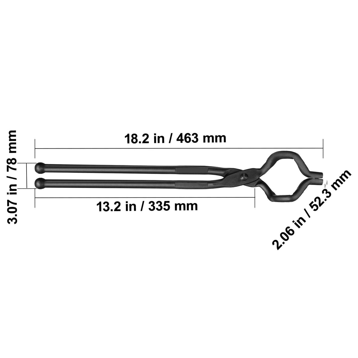 Blacksmith Tongs, 18' Z V-Bit Tongs, Carbon Steel Forge Tongs with A3 Steel Rivets, for Knife Blades, Long Pieces, Circular Forgings, for Beginner and Seasoned Blacksmiths and Bladesmiths