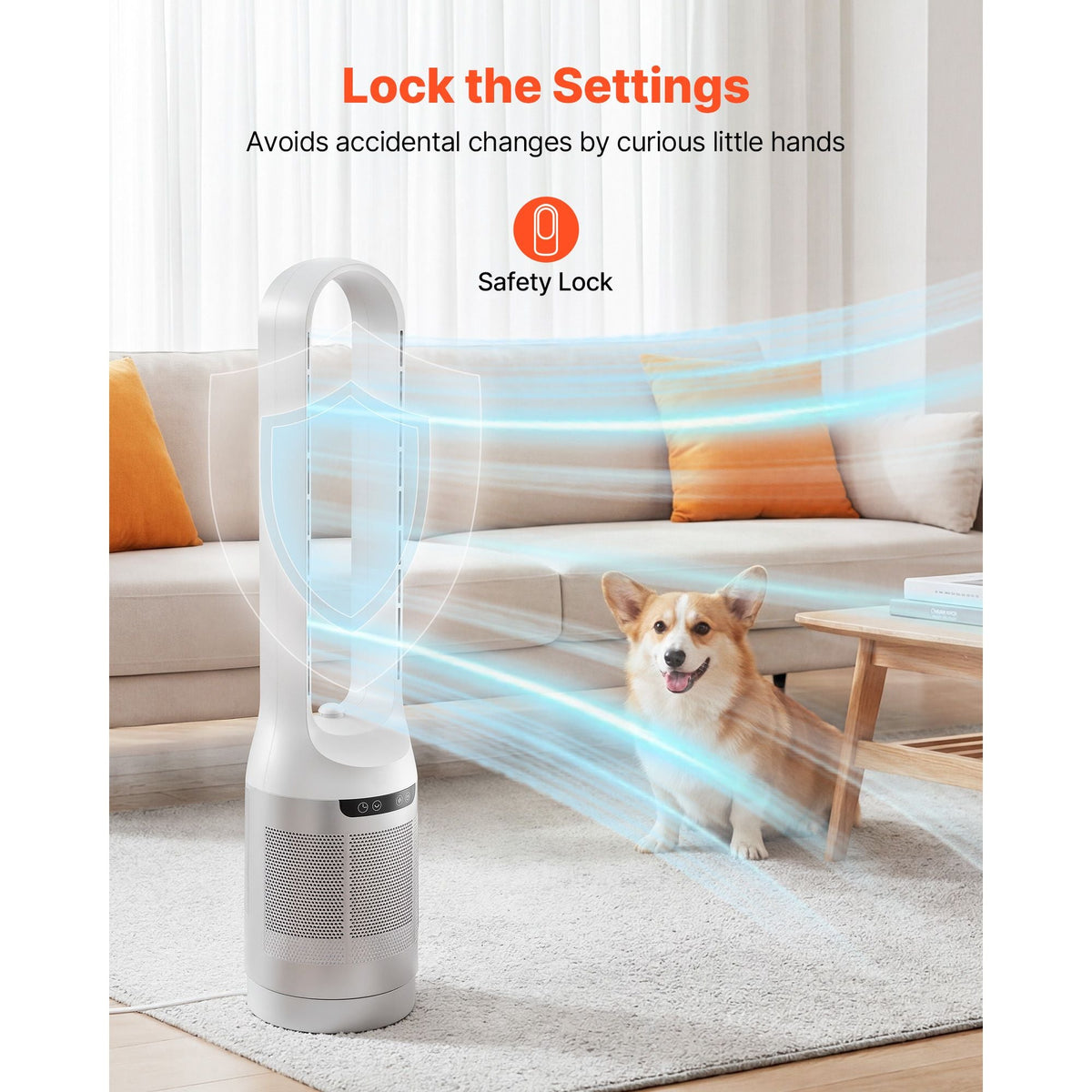 Bladeless Tower Fan, 65° Oscillating Standing Fan, 12 Speeds & 4 Modes & 8H Timer, 14.76 ft/s High Velocity Floor Air Circulator, Powerful Airflow for Bedroom, Living Room, Home, Office, White