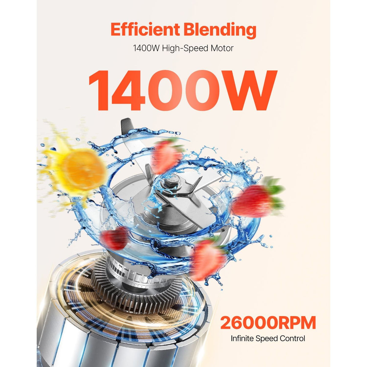 Blender for Smoothies, 68 oz 1400W, Professional Blender with Powerful Motor, Multi-Functional Food Processing Blender with Grinder Container for Smoothie/Milkshake/Juice, Fits for Kitchen