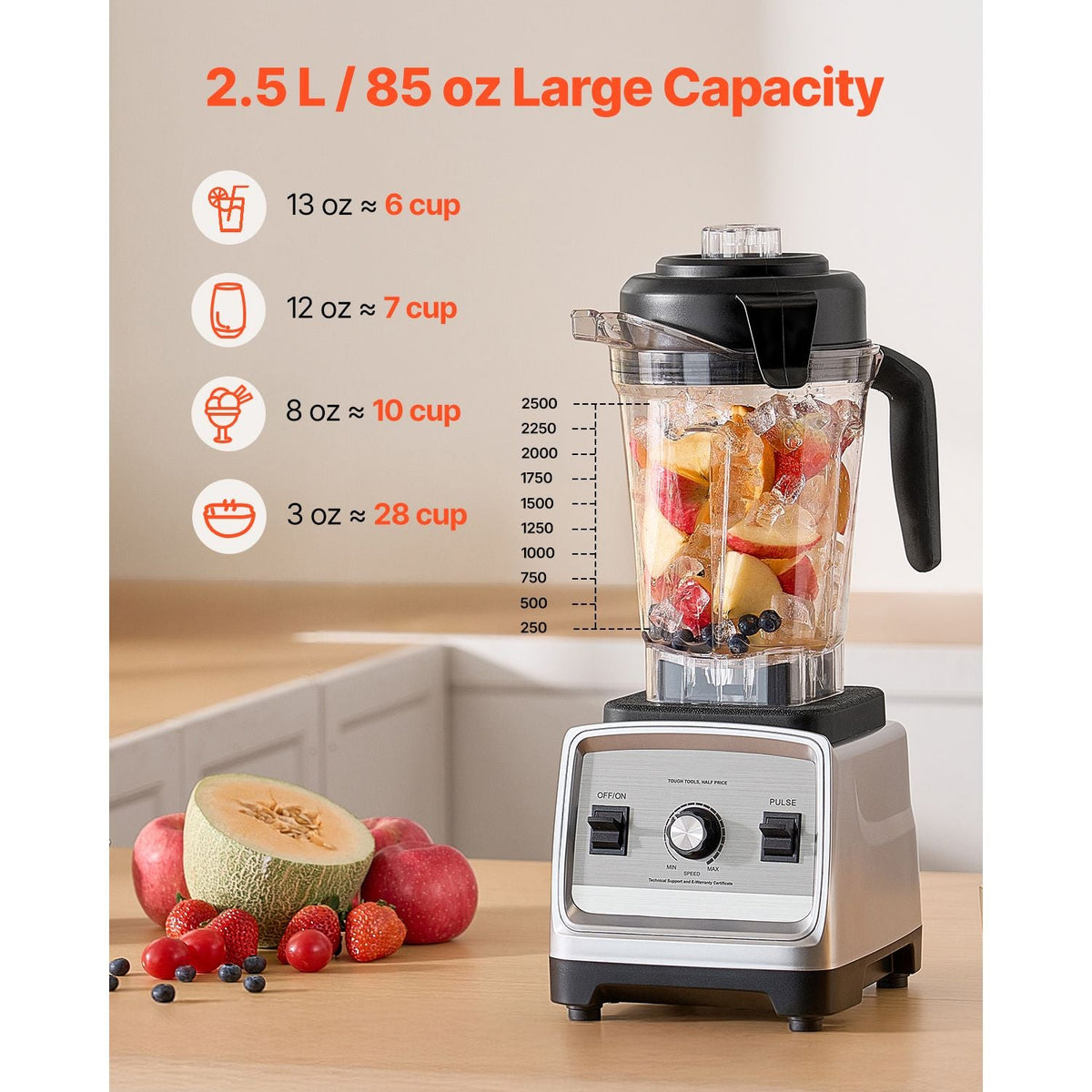 Blender for Smoothies, 85 oz 1400W, Professional Blender with Powerful Motor, Multi-Functional Food Processing Blender for Smoothie/Milkshake/Juice, Fits for Kitchen