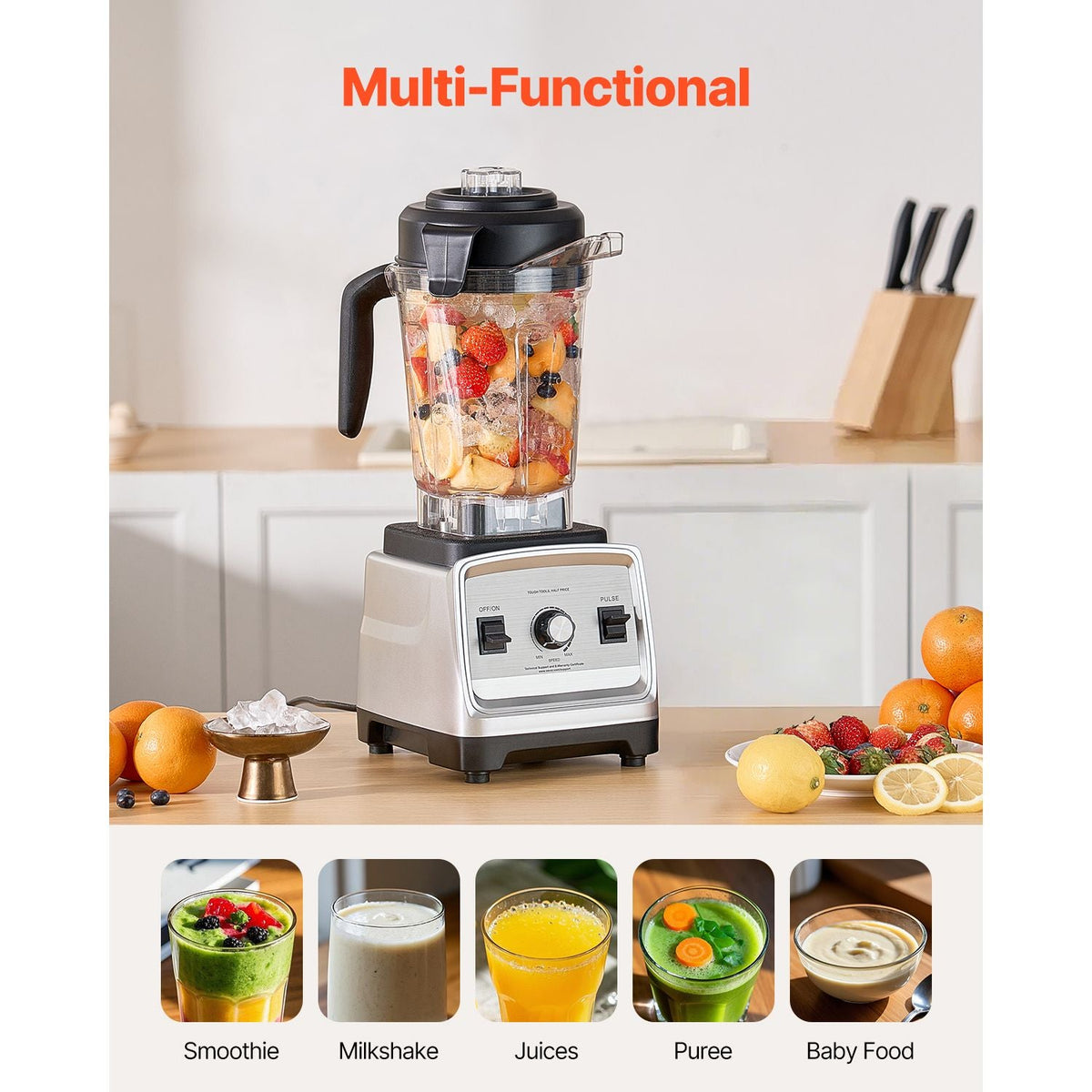 Blender for Smoothies, 85 oz 1400W, Professional Blender with Powerful Motor, Multi-Functional Food Processing Blender for Smoothie/Milkshake/Juice, Fits for Kitchen
