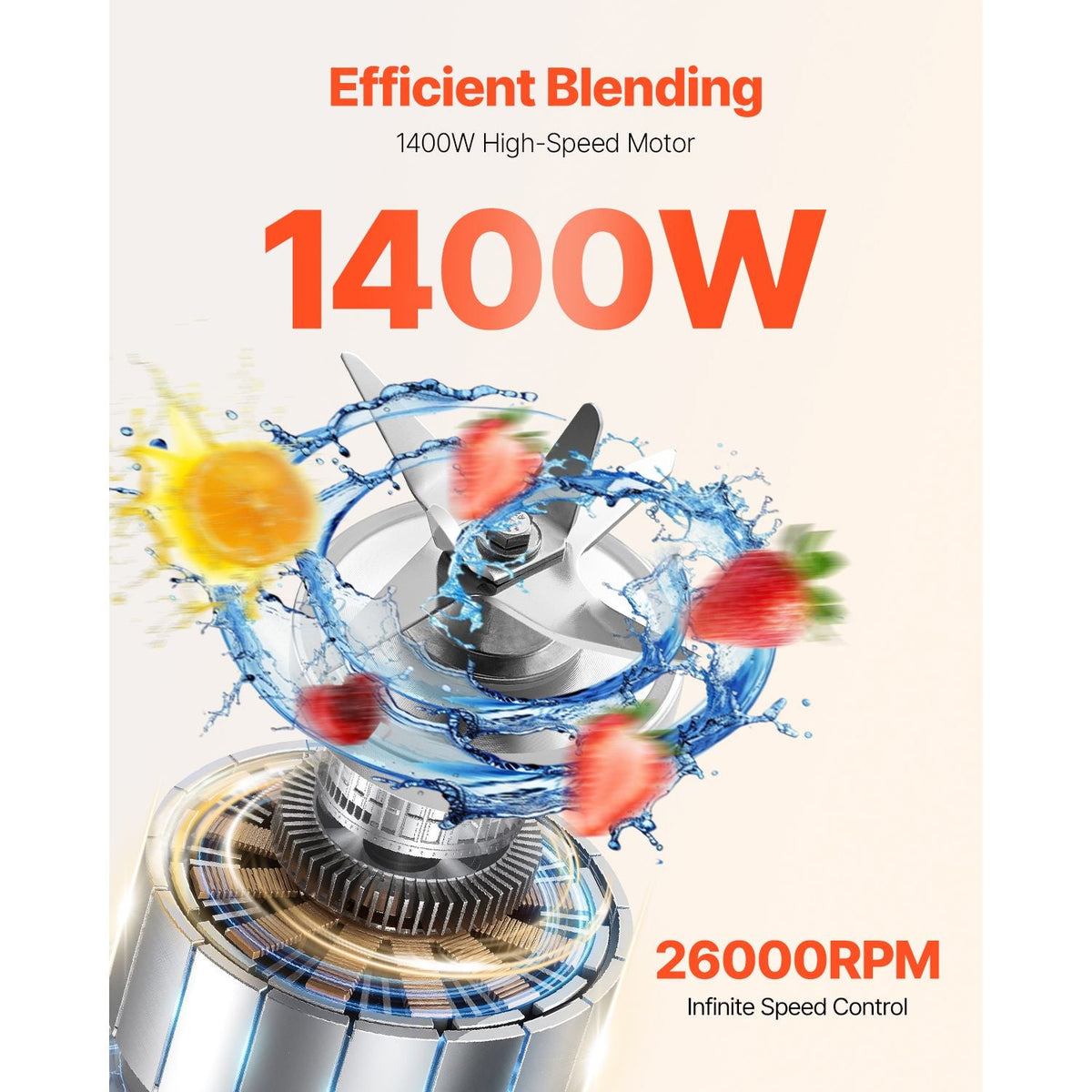 Blender for Smoothies, 85 oz 1400W, Professional Blender with Powerful Motor, Multi-Functional Food Processing Blender with 2 Cups for Smoothie/Milkshake/Juice, Fits for Kitchen