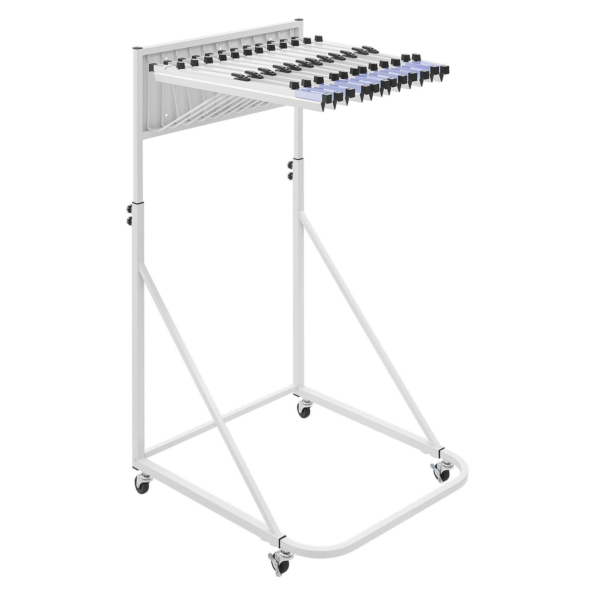 Blueprint Storage Rack, Steel, Mobile Adjustable Blueprint Holder with 6 Pack of 24 Inch Aluminum Clamps, 4 Wheels, Display Rack Storage Organizer Stand, for File Display Plan Poster Office Home