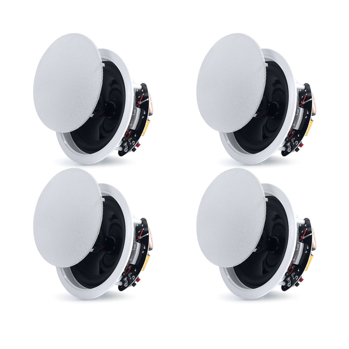 Bluetooth Ceiling Speakers, 6.5", In Ceiling & In-Wall Speaker System with Amplifier, 2-Way, for Damp and Humid Placement, Home Theater, Covered Outdoor Patio and Flush Mount Wired, 4 Speakers