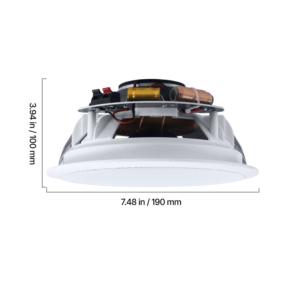 Bluetooth Ceiling Speakers, 6.5", In Ceiling & In-Wall Speaker System with Amplifier, 2-Way, for Damp and Humid Placement, Home Theater, Covered Outdoor Patio and Flush Mount Wired, 4 Speakers