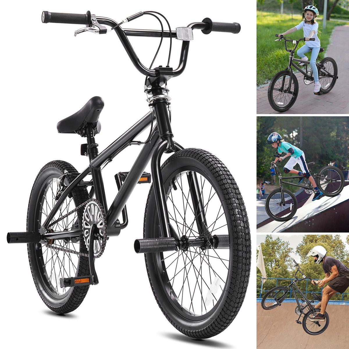 BMX Bike, 20-Inch Wheel Freestyle Bike, BMX Race Bike with 360° Rotor and 4 Pegs, Beginner-Level BMX to Advanced Riders, BMX Bicycles for Teen Adult Men Women, Lightweight Aluminum Alloy Frame