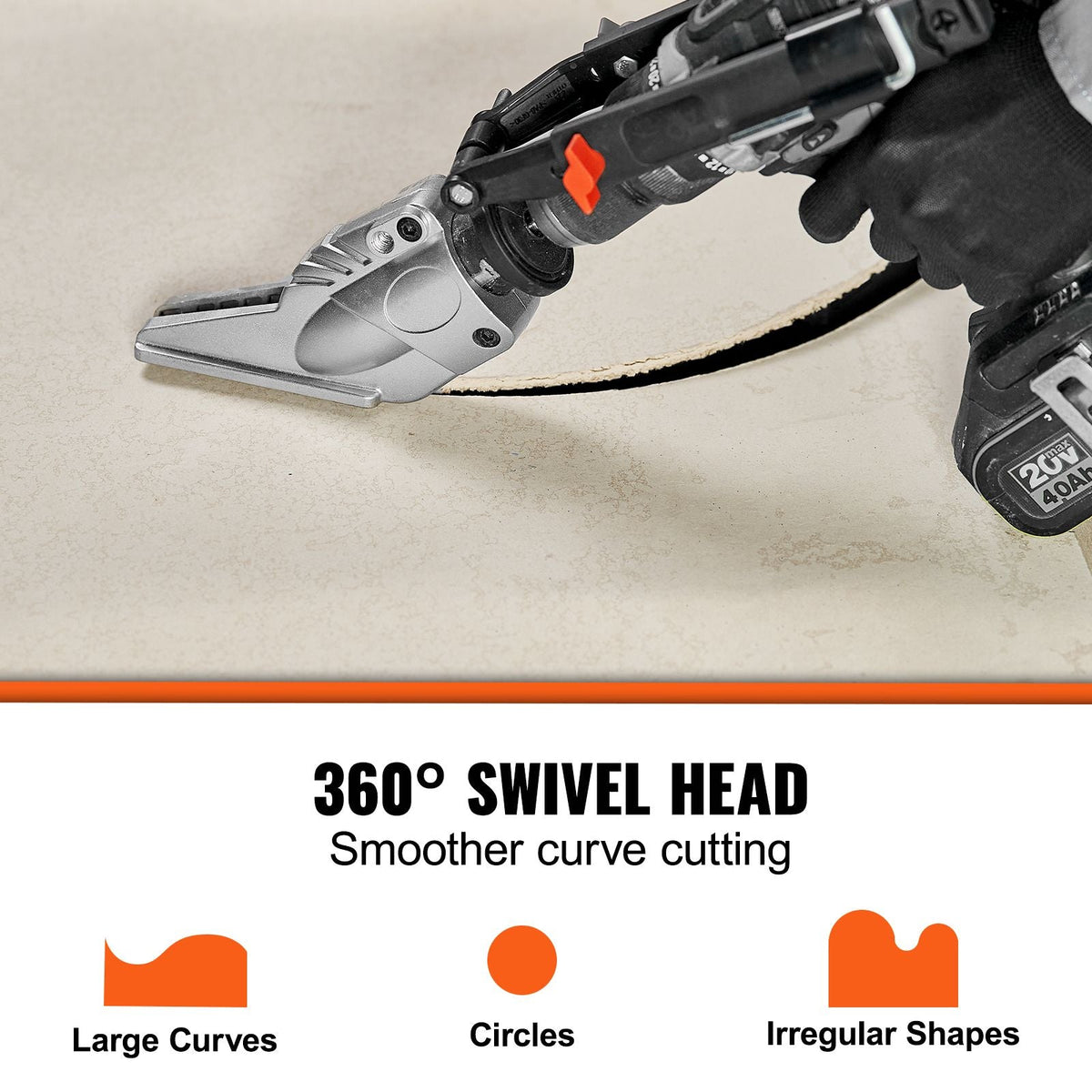Board Cutter Drill Attachment, Board Shears Attachment, with 360 Degree Pivoting Head, Cut Max. 0.47" Plasterboard and 0.5" Fiber Cement, Applicable with Most 1500-3000RPM Electric Drill