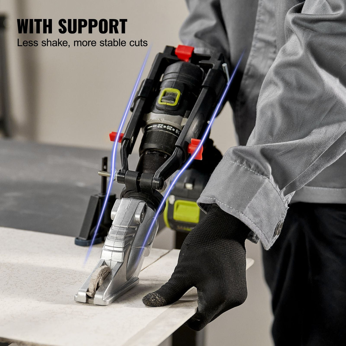 Board Cutter Drill Attachment, Board Shears Attachment, with 360 Degree Pivoting Head, Cut Max. 0.47" Plasterboard and 0.5" Fiber Cement, Applicable with Most 1500-3000RPM Electric Drill