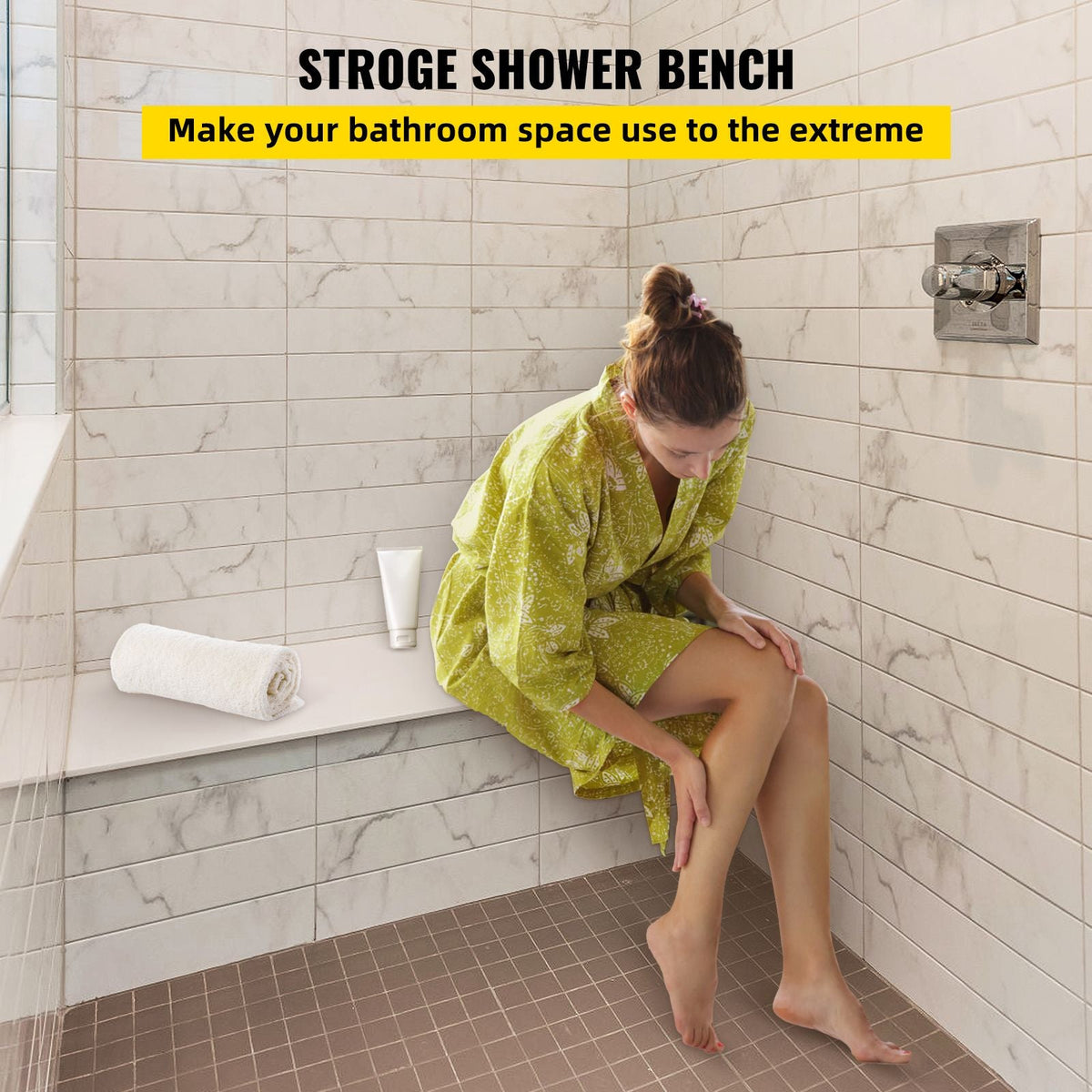 Board Shower Bench Rectangle Bench Ready to Tile&Waterproof 38.2x11.4x20"