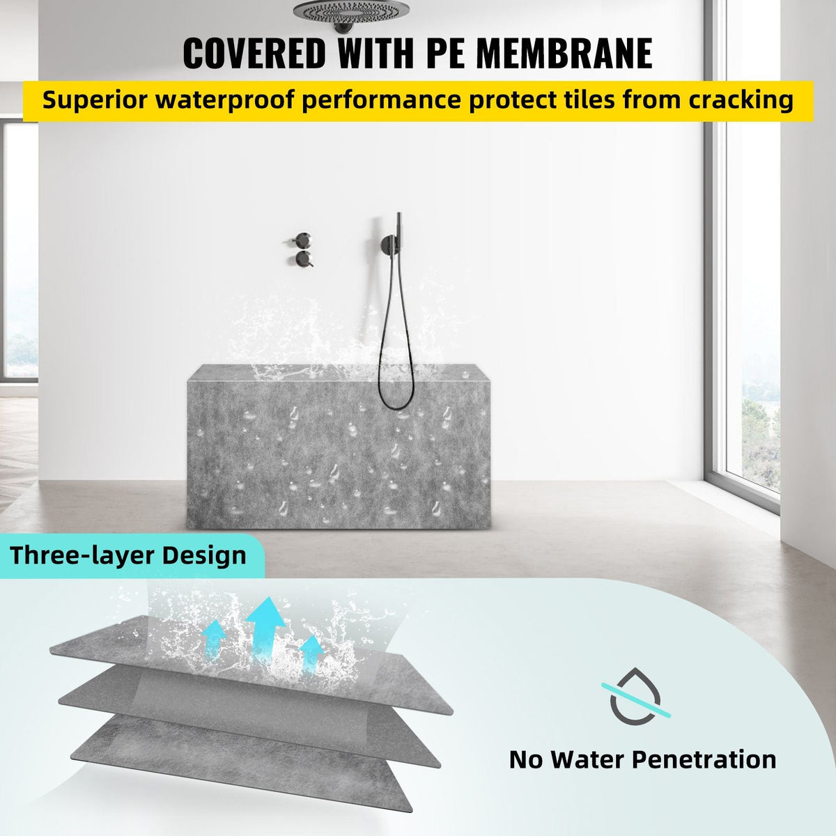 Board Shower Bench Rectangle Bench Ready to Tile&Waterproof 38.2x11.4x20"