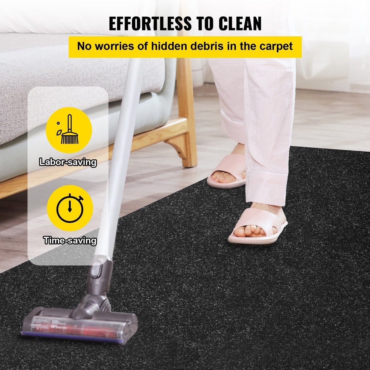 Boat Carpet, 6 ft x 18 ft Marine Carpet for Boats, Waterproof Black Indoor Outdoor Carpet with Marine Backing Anti-Slide Marine Grade Boat Carpet Cuttable Easy to Clean Patio Rugs Deck Rug
