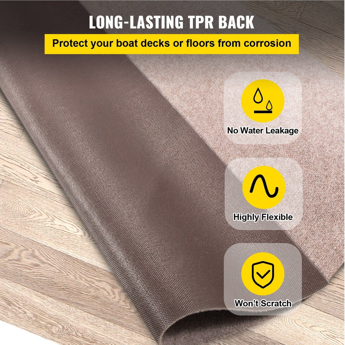 Boat Carpet, 6 ft x 29.5 ft Marine Carpet for Boats, Waterproof Light Brown Carpet with Marine Backing Anti-Slide Marine Grade Boat Carpet Cuttable Easy to Clean Patio Rugs Deck