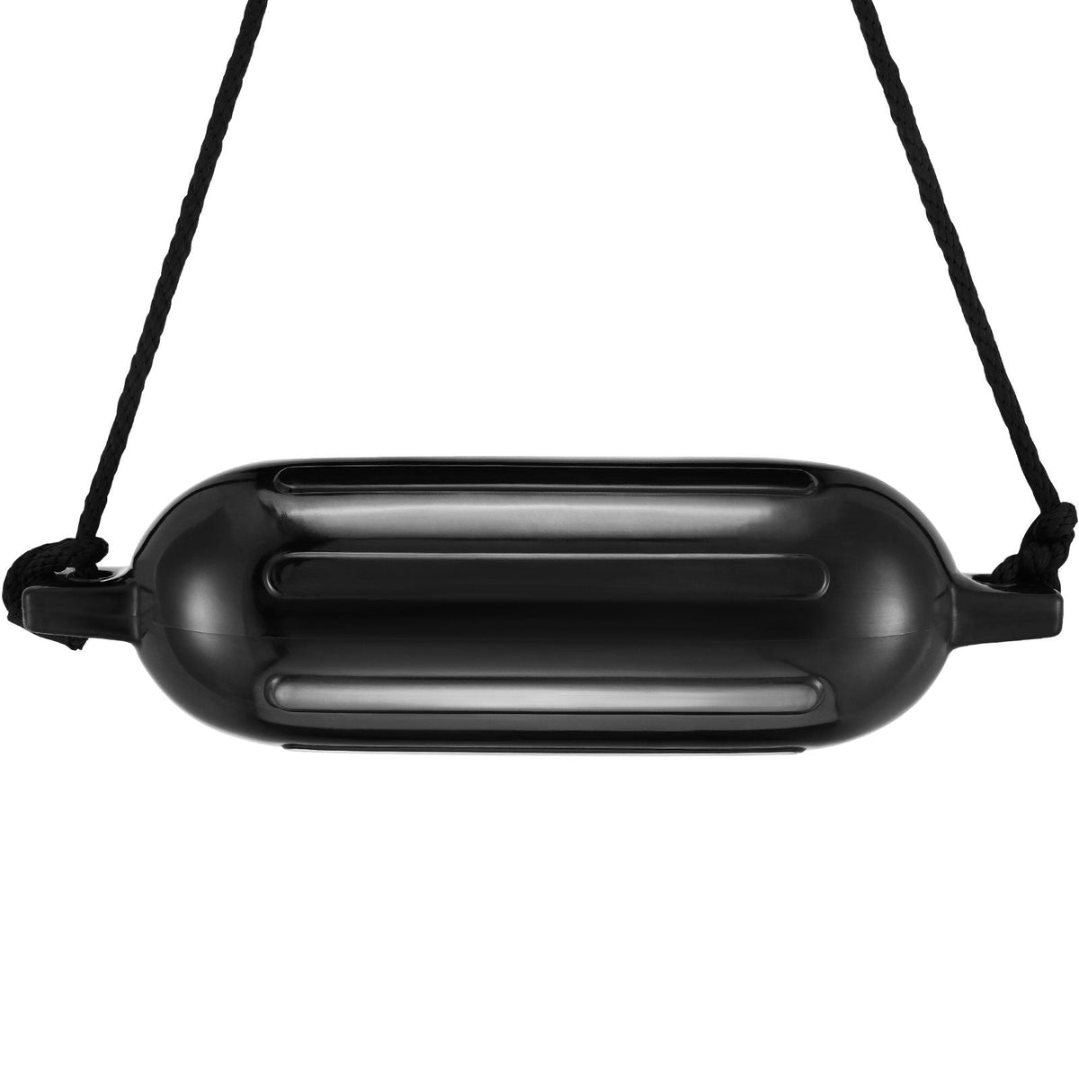 Boat Fenders, 8.5" x 26" Boat Bumpers for Docking, Inflatable Ribbed Fender with Center Holes, Marine Boat Dock Fender Bumper with Air Pump, 4 Needles and 4 Ropes and Storage Bag, Black