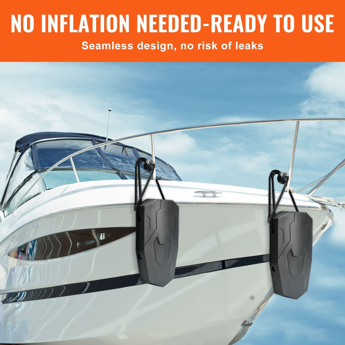 Boat Fenders, 8.6" x 16" Boat Bumpers for Docking, Marine EVA Boat Dock Fender Bumper with Ropes, Cord Locks and Storage Bag, No Inflation Required, for Class A/Class 1/Part Class 2, Black
