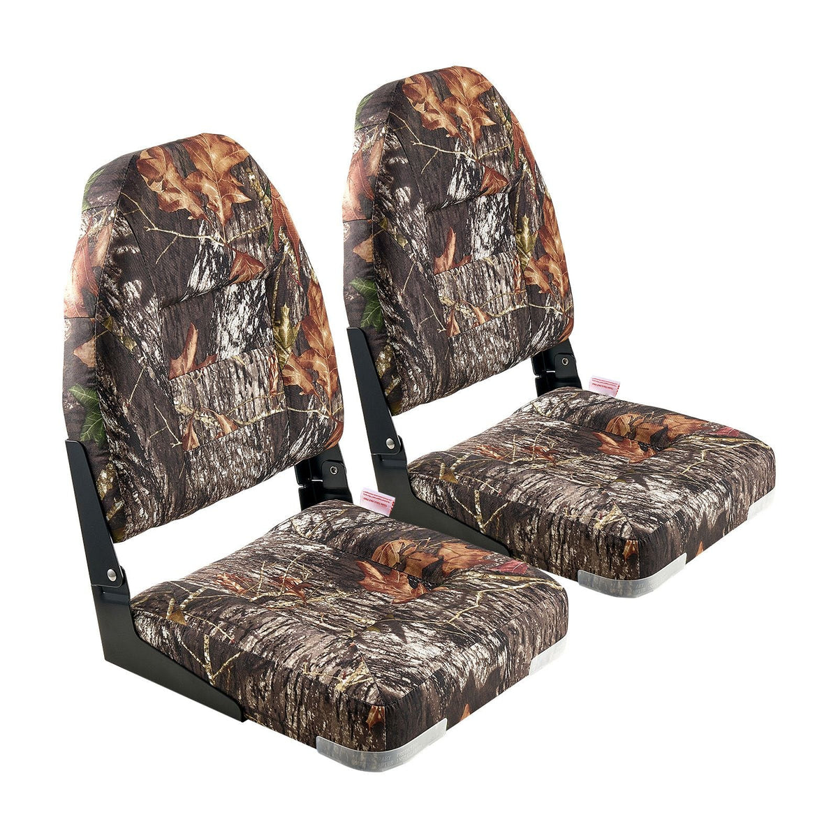Boat Seat, High Backrest, Folding Fishing Boat Seat with Thickened Sponge Cushion & PU Polyester Fabric, Aluminum Alloy Hinges, Flip Up Boat Seat for Boats, Yachts, Ships, Camouflage (2 Seats)