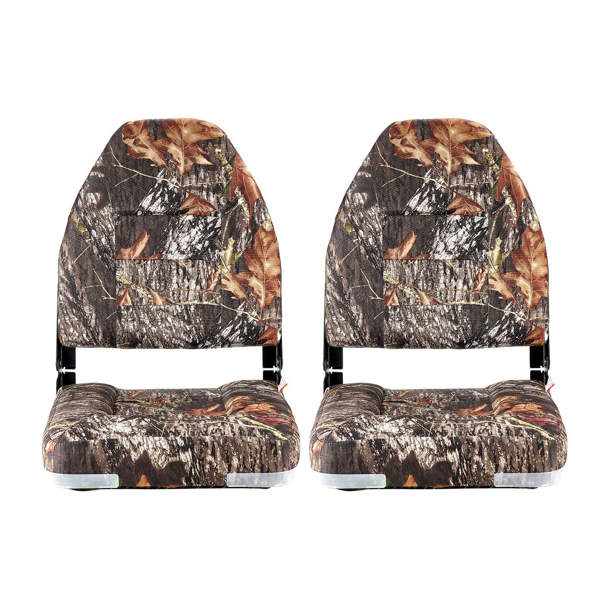 Boat Seat, High Backrest, Folding Fishing Boat Seat with Thickened Sponge Cushion & PU Polyester Fabric, Aluminum Alloy Hinges, Flip Up Boat Seat for Boats, Yachts, Ships, Camouflage (2 Seats)