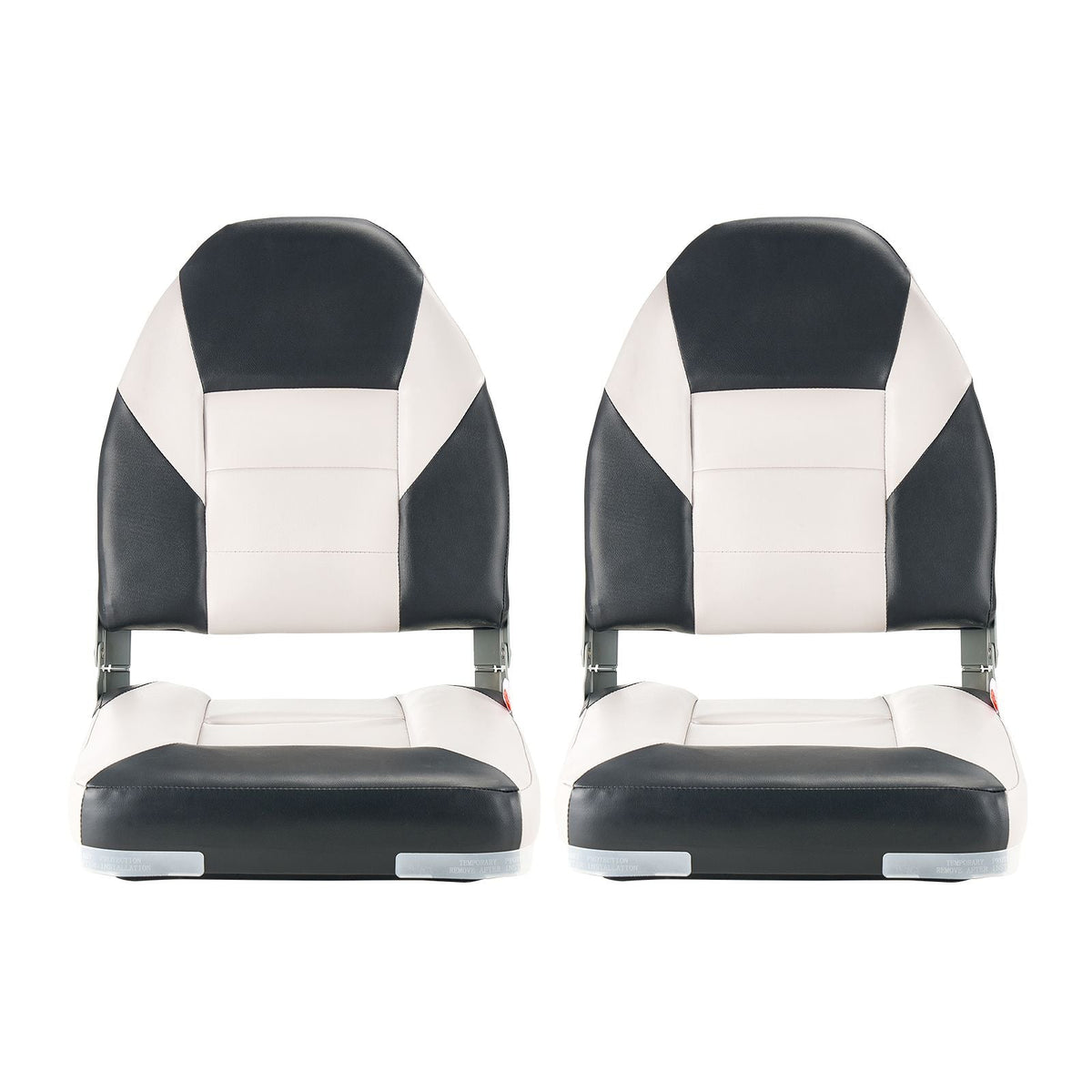 Boat Seat, High Backrest, Folding Fishing Boat Seat with Thickened Sponge Cushion & Waterproof PVC Leather, Aluminum Alloy Hinges, Flip Up Boat Seat for Boats, Yachts, Ships, Black & Grey