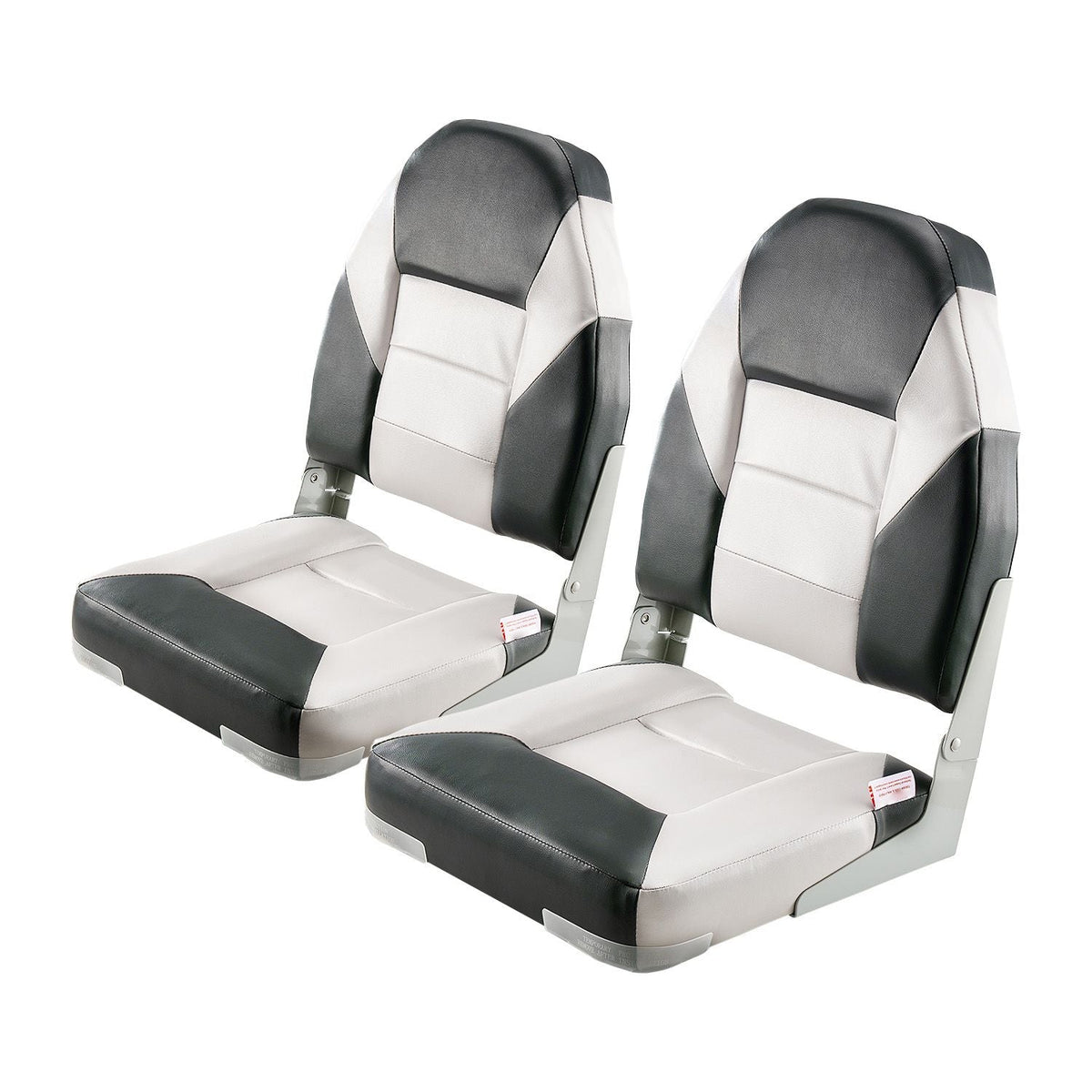 Boat Seat, High Backrest, Folding Fishing Boat Seat with Thickened Sponge Cushion & Waterproof PVC Leather, Aluminum Alloy Hinges, Flip Up Boat Seat for Boats, Yachts, Ships, Black & Grey