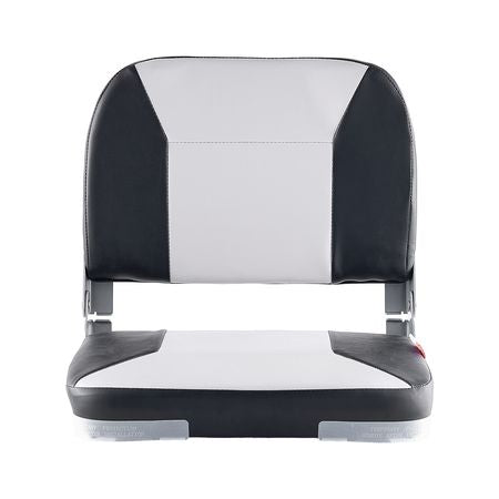 Boat Seat, Low Backrest, Folding Fishing Boat Seat with Thickened Sponge Cushion & Waterproof PVC Leather, Aluminum Alloy Hinges, Flip Up Boat Seat for Fishing Boats, Yachts, Ships, Black & Grey
