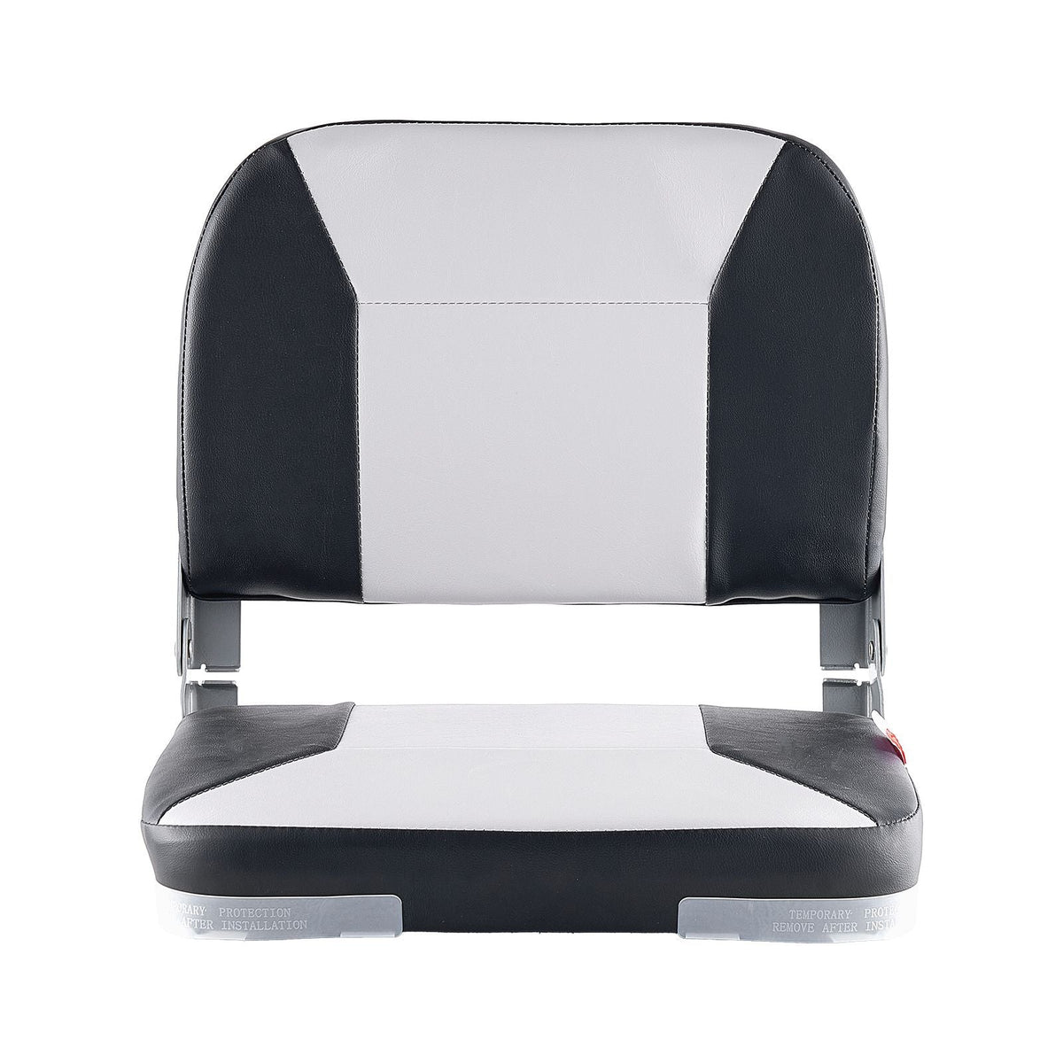 Boat Seat, Low Backrest, Folding Fishing Boat Seat with Thickened Sponge Cushion & Waterproof PVC Leather, Aluminum Alloy Hinges, Flip Up Boat Seat for Fishing Boats, Yachts, Ships, Black & Grey