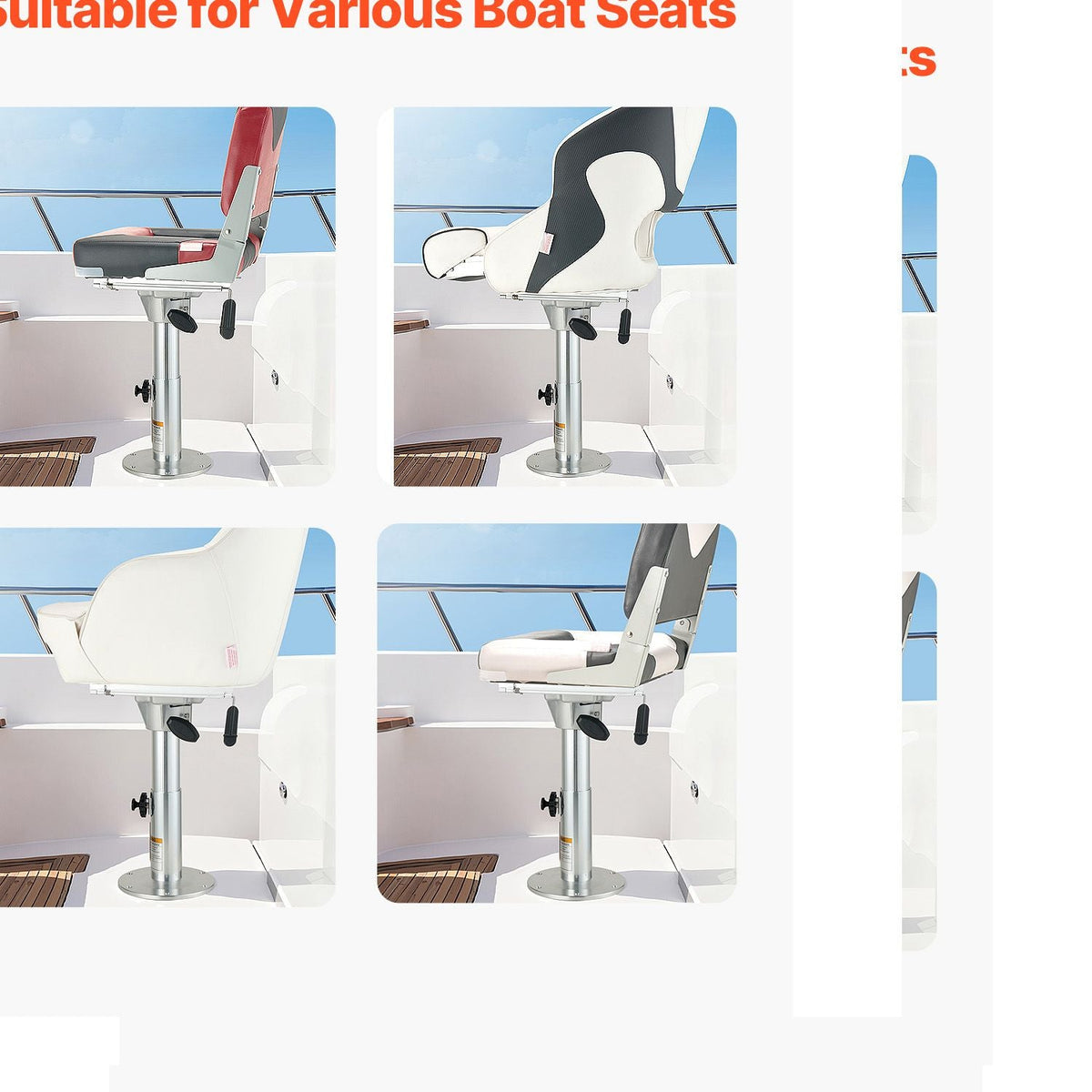Boat Seat Pedestal, Adjustable Height from 13.39 to 19.2 Inches, Aluminum Alloy Boat Chair Base with Slide, 5-inch Sliding Travel, Locking Design, Ideal for Fishing and Boating Enthusiasts