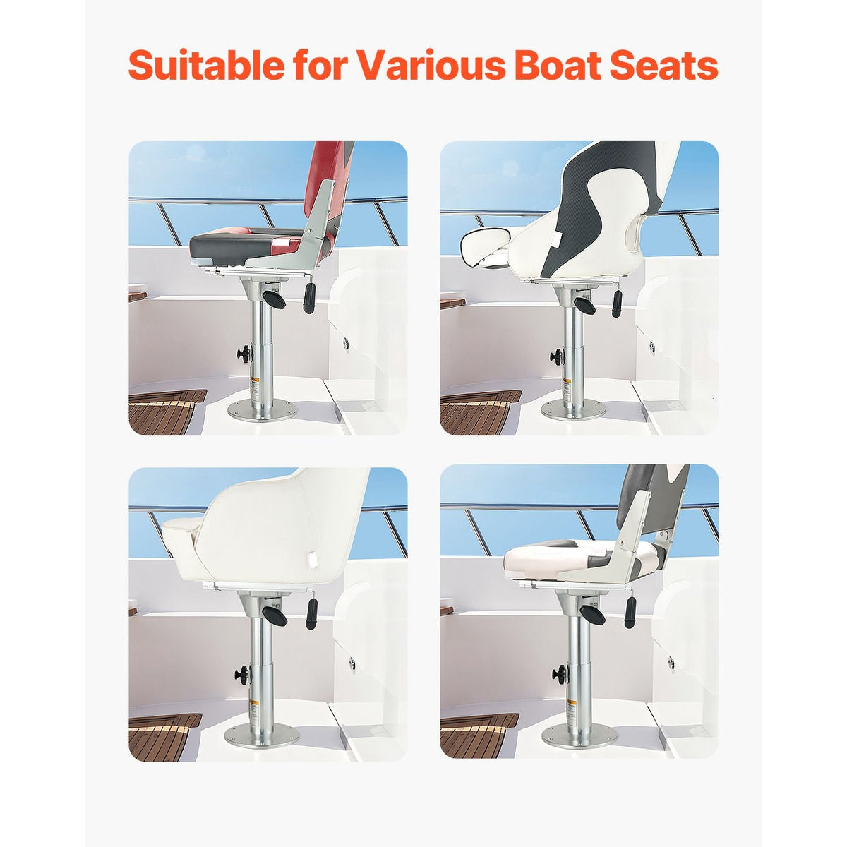 Boat Seat Pedestal, Forward & Backward Sliding Adjustment, Aluminum Alloy Boat Chair Base with Slide, 5-inch Sliding Travel, Waterproof & Rust-resistant, Fit 2-7/8 Inch Diameter Pedestal Post