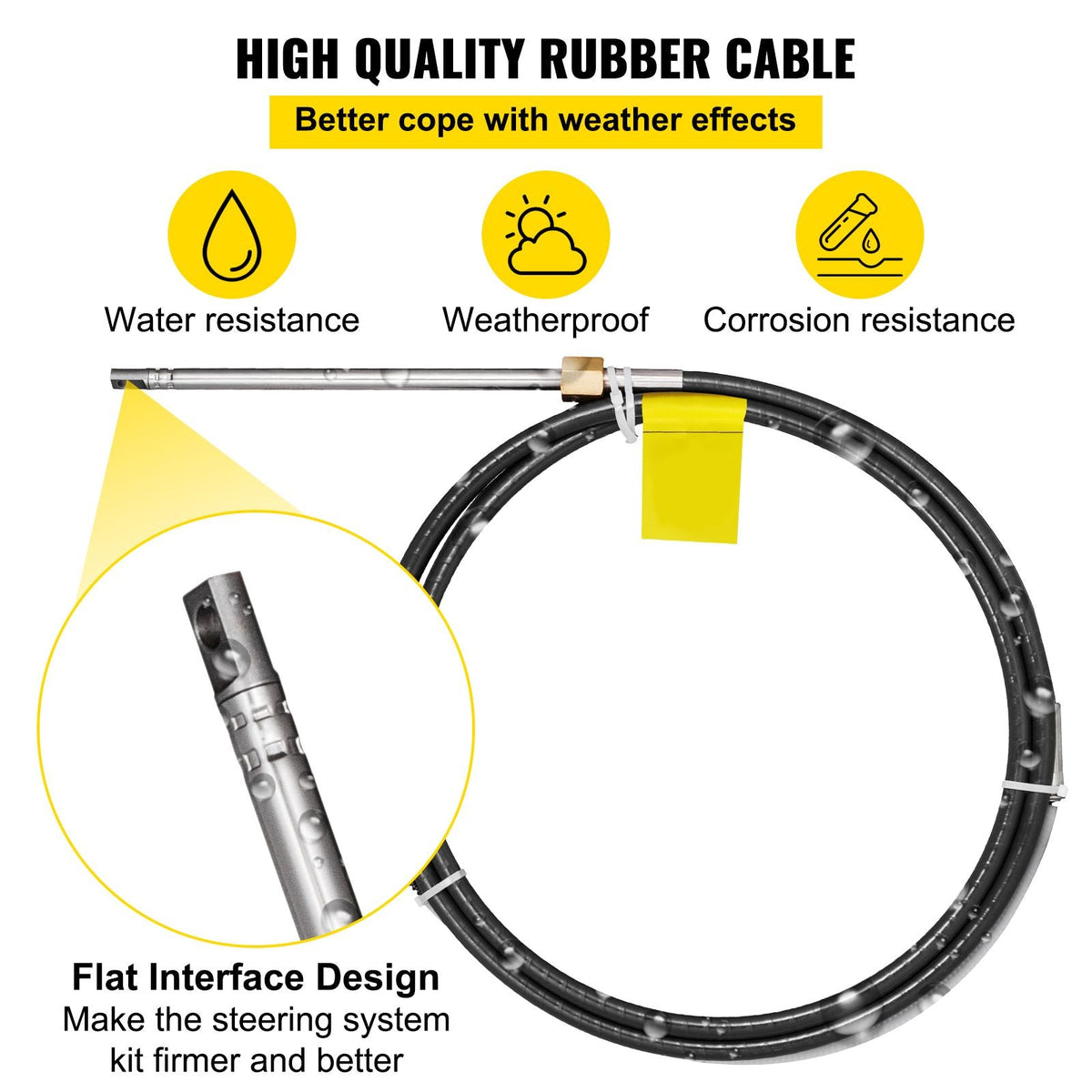 Boat Steering System, Outboard Steering Kit with Boat Steering Control Cable 14' Steering Cable Marine Steering System 3/4" Shaft