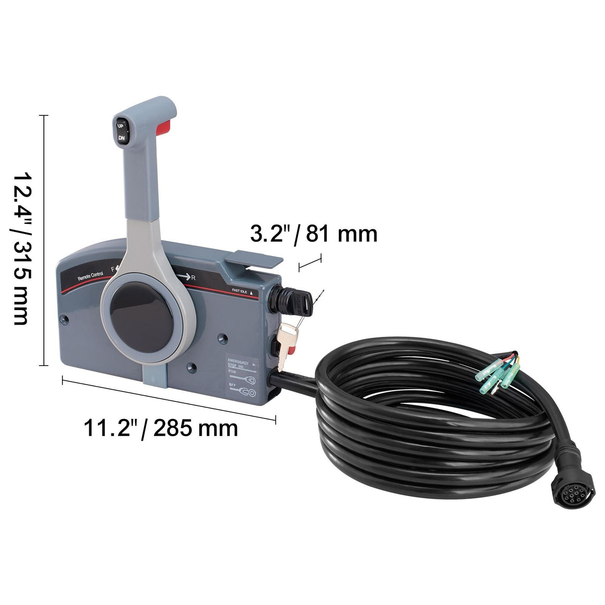 Boat Throttle Control, 703-48205-16 Side-Mounted Outboard Remote Control Box for Yamaha 4-Stroke, Marine Throttle Control Box with Power Trim Switch, 16.6 ft Harness 10 Pin, and Lanyard