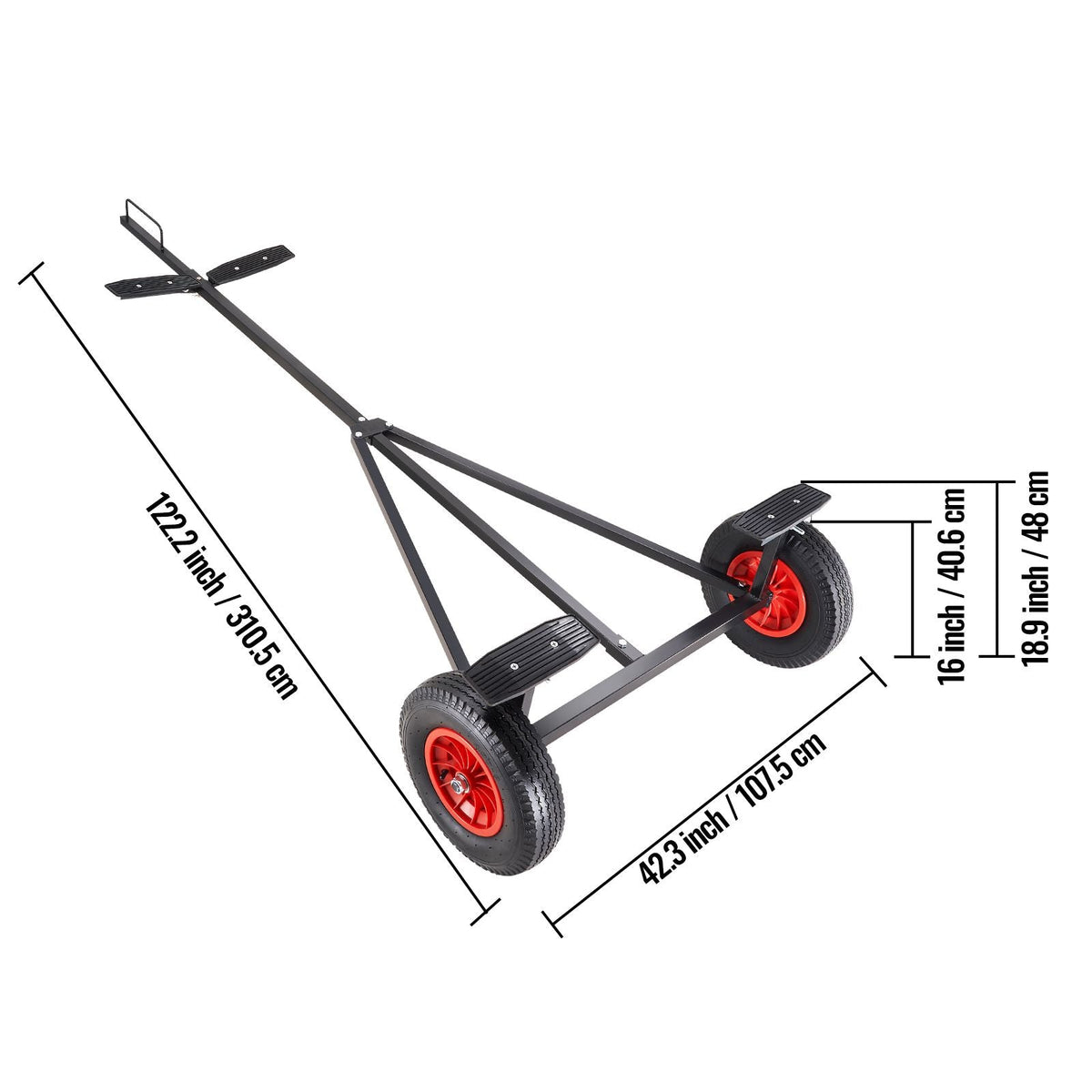Boat Trailer Dolly, 420lbs Load Capacity, Carbon Steel Trailer Mover with 96''-116'' Adjustable Length, 16'' Pneumatic Tires & Nonslip Support Bracket, for Moving Kayak Motorboat Fishing Boat