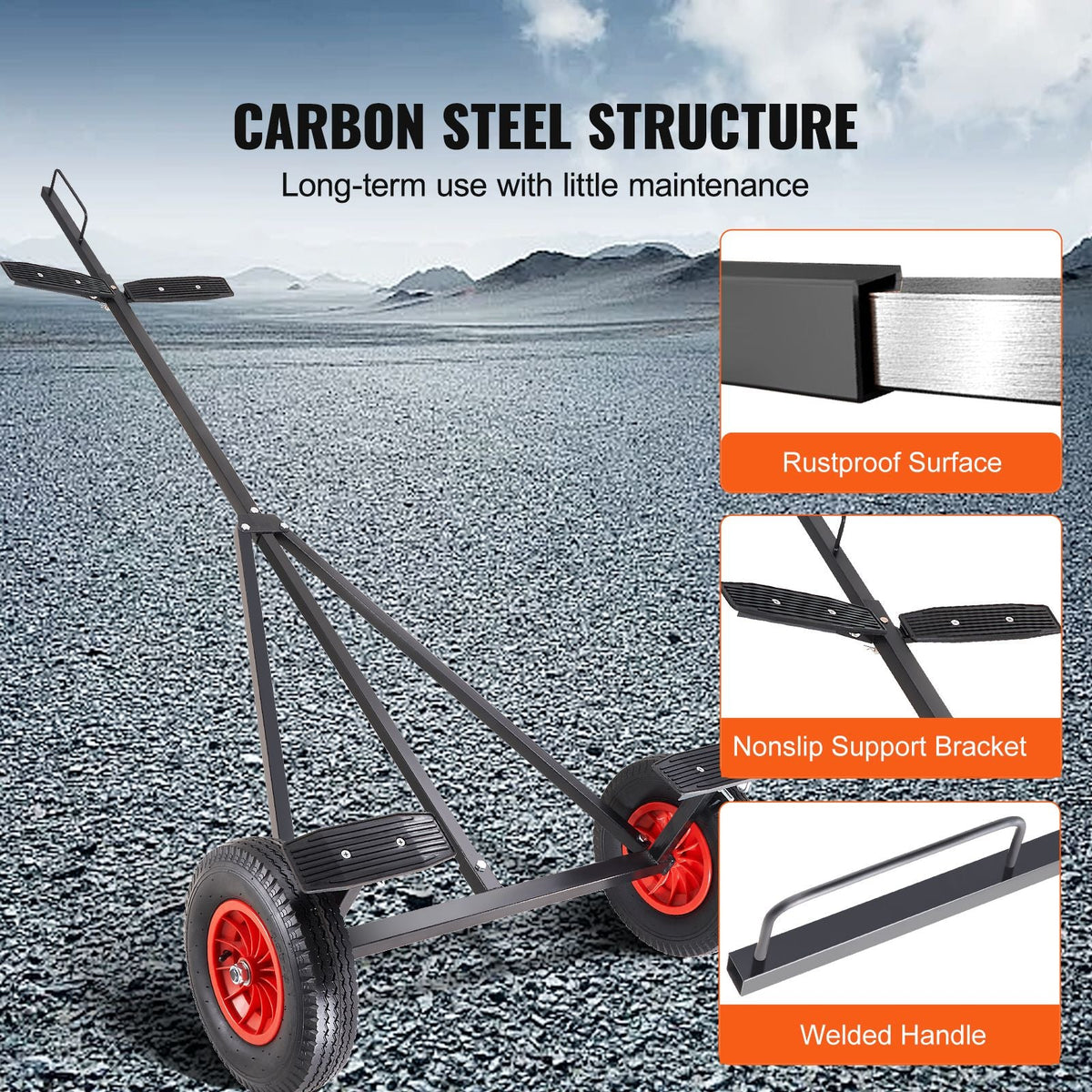 Boat Trailer Dolly, 420lbs Load Capacity, Carbon Steel Trailer Mover with 96''-116'' Adjustable Length, 16'' Pneumatic Tires & Nonslip Support Bracket, for Moving Kayak Motorboat Fishing Boat