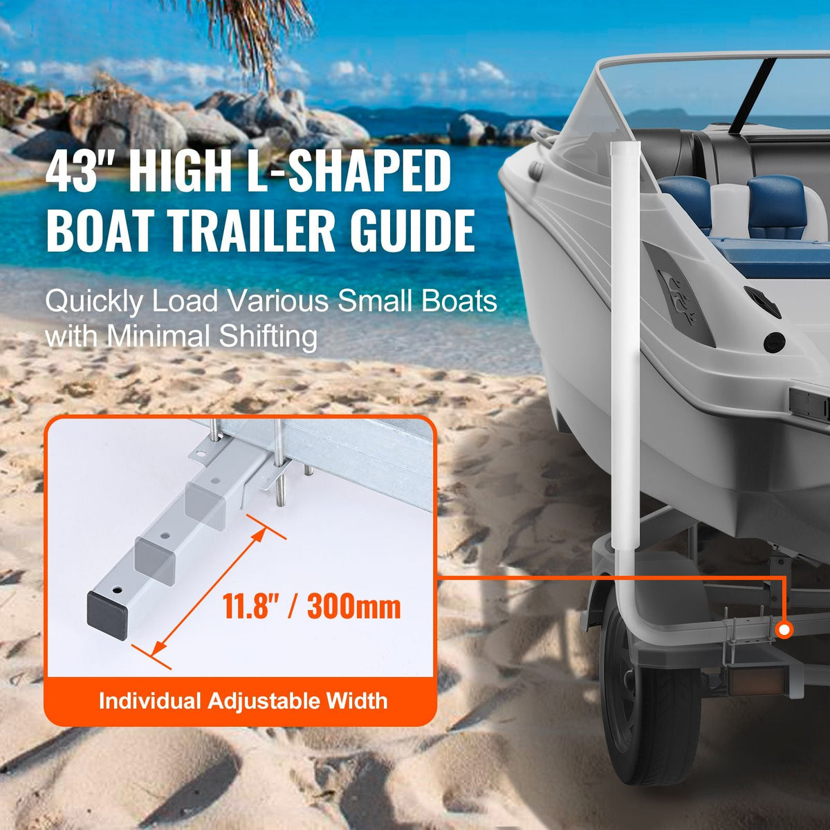 Boat Trailer Guide, 40″ Adjustable Design Trailer Guide Poles, 2PCS High-Hardness Steel Trailer Guide-Ons, Trailer Guides with PVC Pipe Posts, for Ski Boat, Fishing Boat or Sailboat Trailer