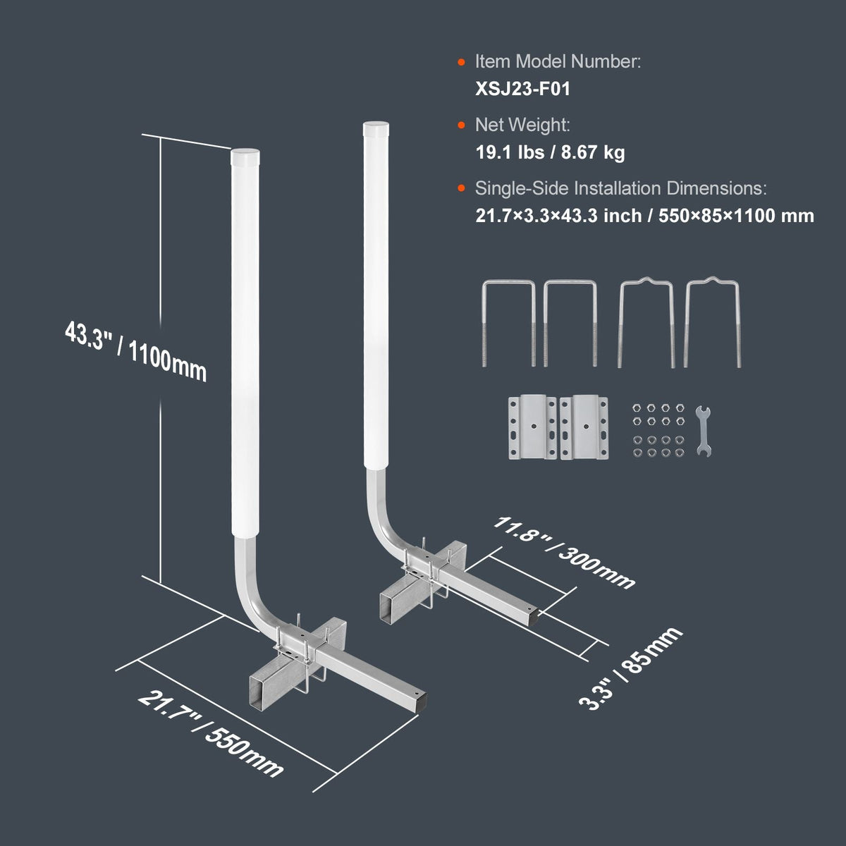 Boat Trailer Guide, 40″ Adjustable Design Trailer Guide Poles, 2PCS High-Hardness Steel Trailer Guide-Ons, Trailer Guides with PVC Pipe Posts, for Ski Boat, Fishing Boat or Sailboat Trailer