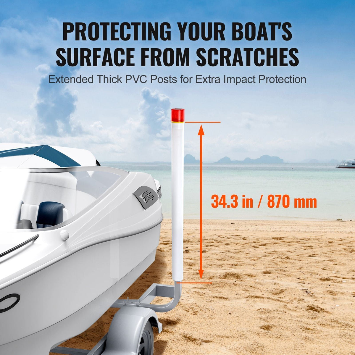 Boat Trailer Guide, 40″ with LED Light Trailer Guide Poles, 2PCS High-Hardness Steel Trailer Guide-Ons, Trailer Guides with PVC Pipes, for Ski Boat, Fishing Boat or Sailboat Trailer