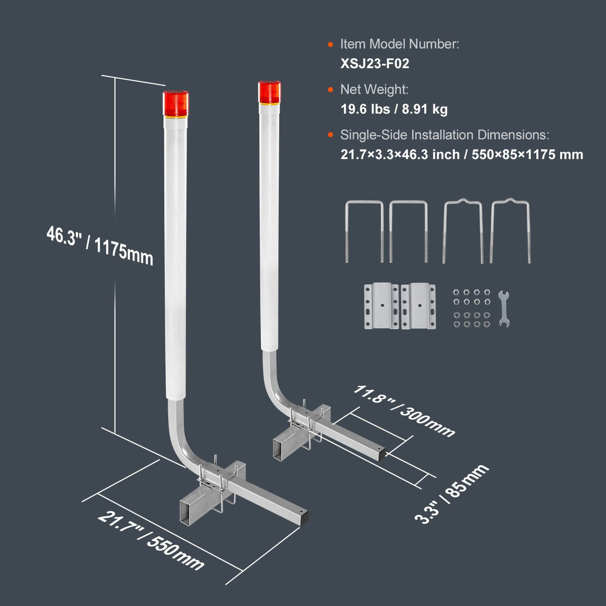 Boat Trailer Guide, 40″ with LED Light Trailer Guide Poles, 2PCS High-Hardness Steel Trailer Guide-Ons, Trailer Guides with PVC Pipes, for Ski Boat, Fishing Boat or Sailboat Trailer