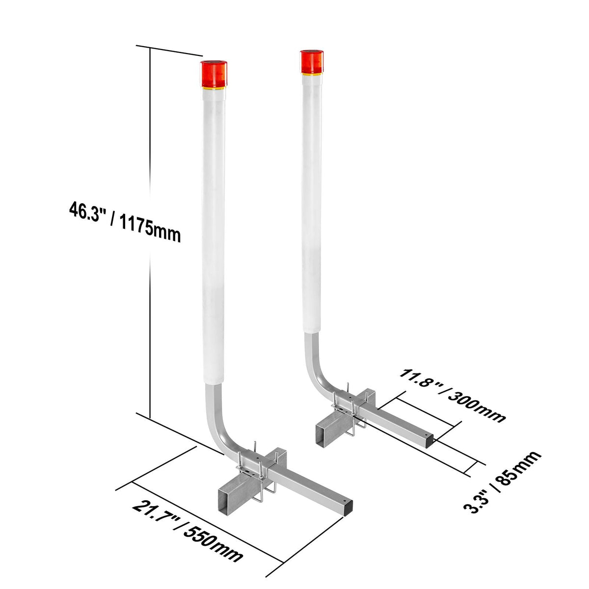 Boat Trailer Guide, 40″ with LED Light Trailer Guide Poles, 2PCS High-Hardness Steel Trailer Guide-Ons, Trailer Guides with PVC Pipes, for Ski Boat, Fishing Boat or Sailboat Trailer