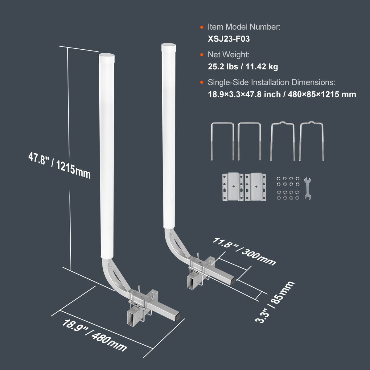 Boat Trailer Guide, 48″ Adjustable Design Trailer Guide Poles, 2PCS High-Hardness Steel Trailer Guide-Ons, Trailer Guides with PVC Pipes, for Ski Boat, Fishing Boat or Sailboat Trailer