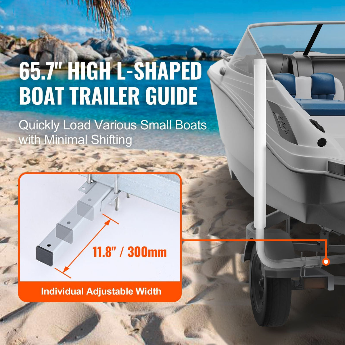 Boat Trailer Guide, 60″ Adjustable Design Trailer Guide Poles, 2PCS High-Hardness Steel Trailer Guide-Ons, Trailer Guides with PVC Pipes, for Ski Boat, Fishing Boat or Sailboat Trailer