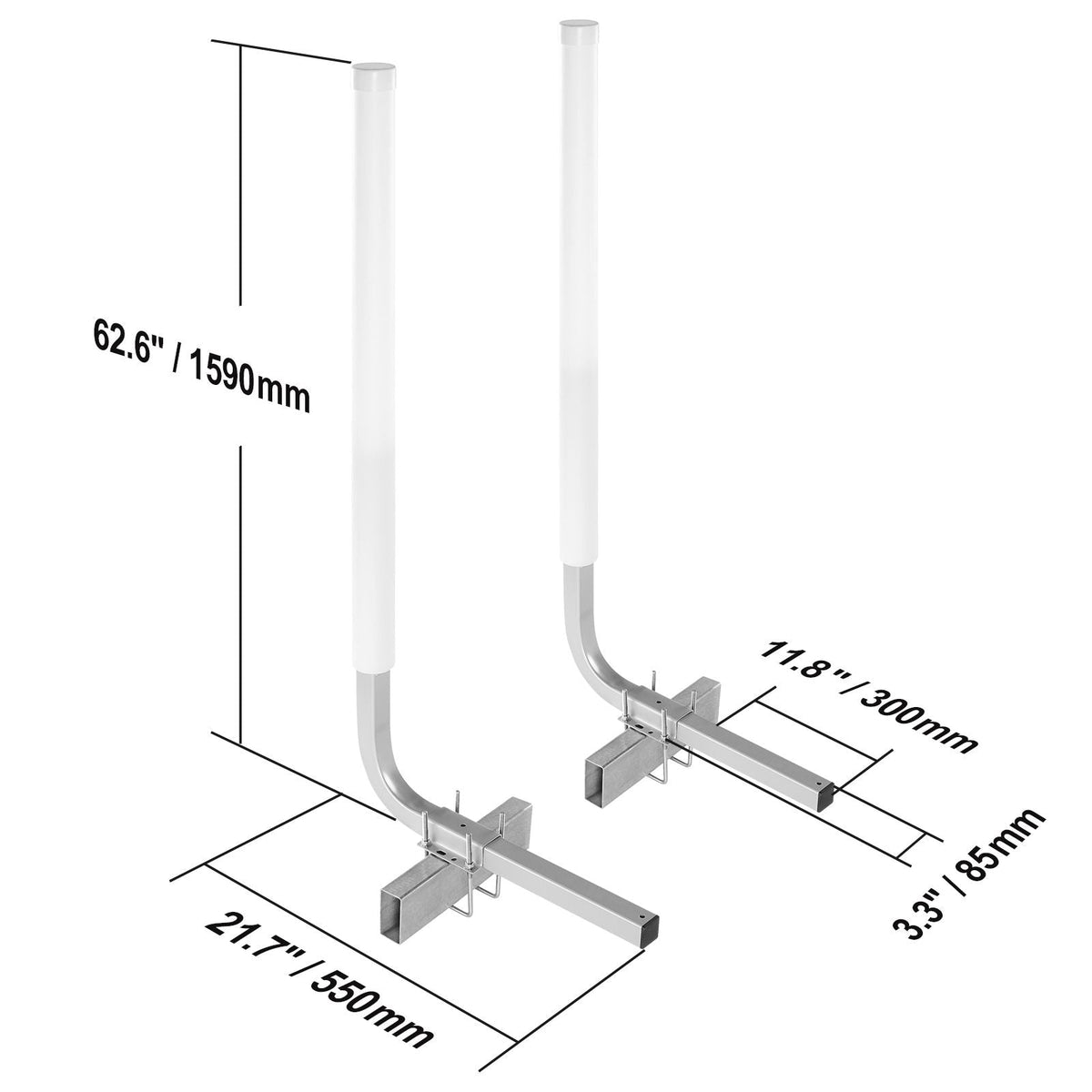 Boat Trailer Guide, 60″ Adjustable Design Trailer Guide Poles, 2PCS High-Hardness Steel Trailer Guide-Ons, Trailer Guides with PVC Pipes, for Ski Boat, Fishing Boat or Sailboat Trailer