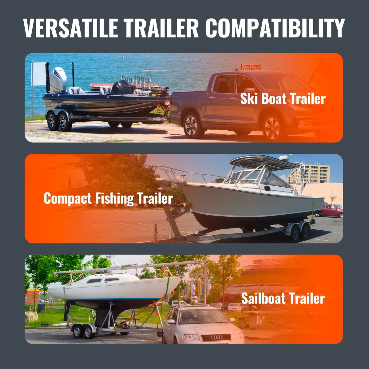 Boat Trailer Guide, 60″ Adjustable Design Trailer Guide Poles, 2PCS High-Hardness Steel Trailer Guide-Ons, Trailer Guides with PVC Pipes, for Ski Boat, Fishing Boat or Sailboat Trailer
