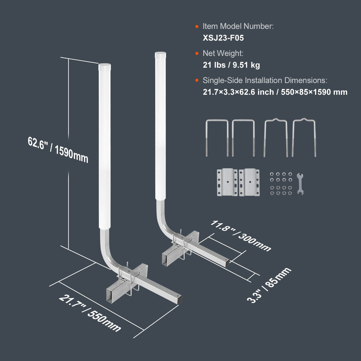 Boat Trailer Guide, 60″ Adjustable Design Trailer Guide Poles, 2PCS High-Hardness Steel Trailer Guide-Ons, Trailer Guides with PVC Pipes, for Ski Boat, Fishing Boat or Sailboat Trailer