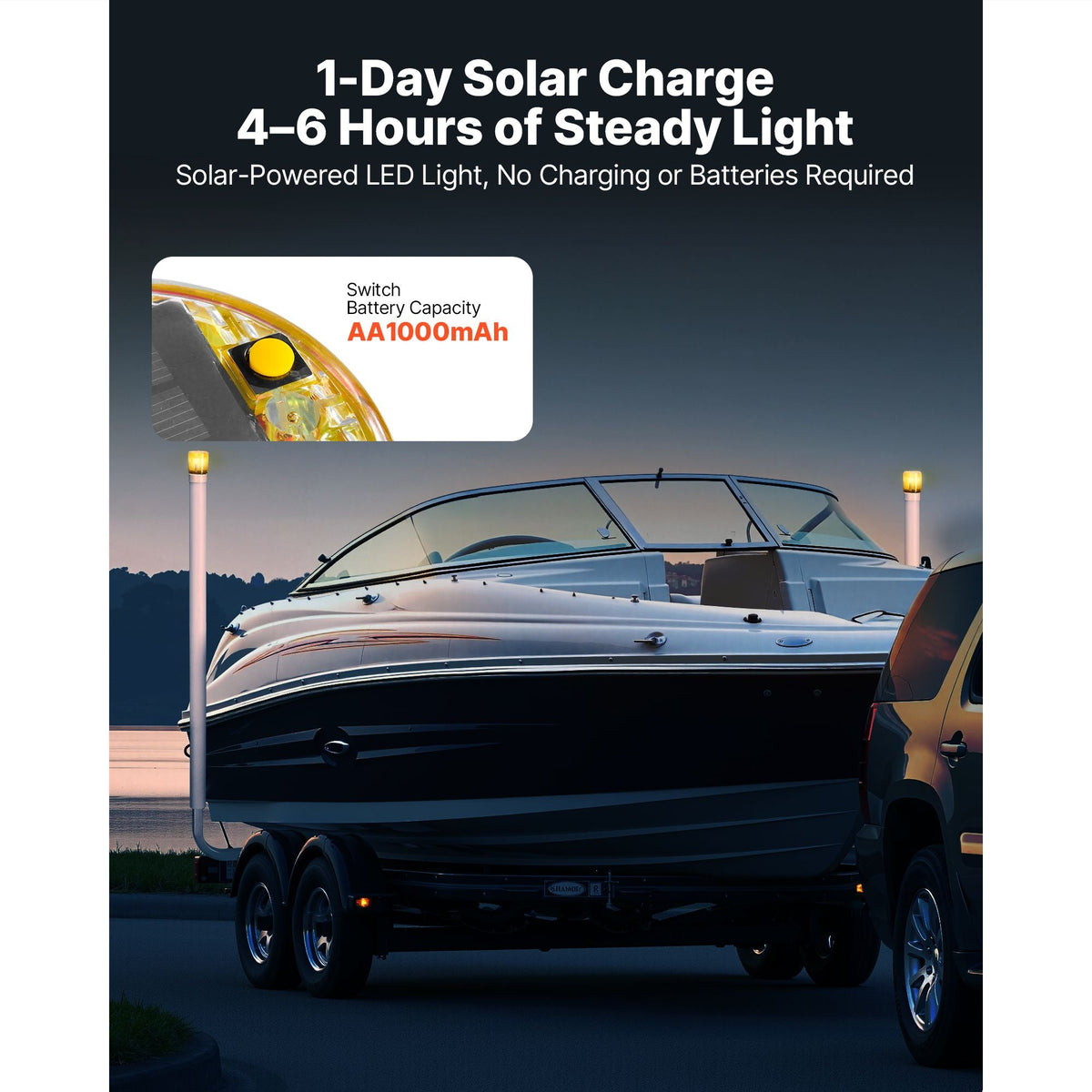 Boat Trailer Guide, 65.7 in with LED Light Trailer Guide Poles, 2PCS High-Hardness Steel Guide-Ons, Wide Adjustable Trailers Guides with PVC Pipes, for Ski Boat, Fishing Boat, Sailboat Trailers
