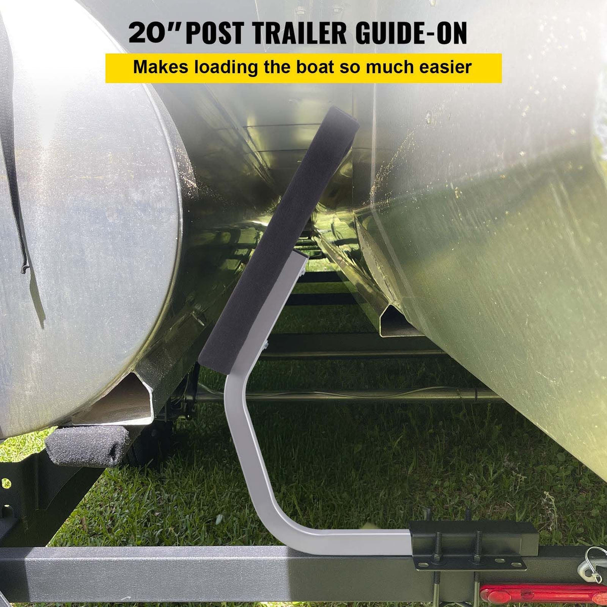 Boat Trailer Guide on, 20", One Pair Trailer Pontoon Bunk Board Guide-ons, Steel Trailer Guides, Complete Mounting Accessories Included, for Ski Boat, Fishing Boat or Sailboat Trailer