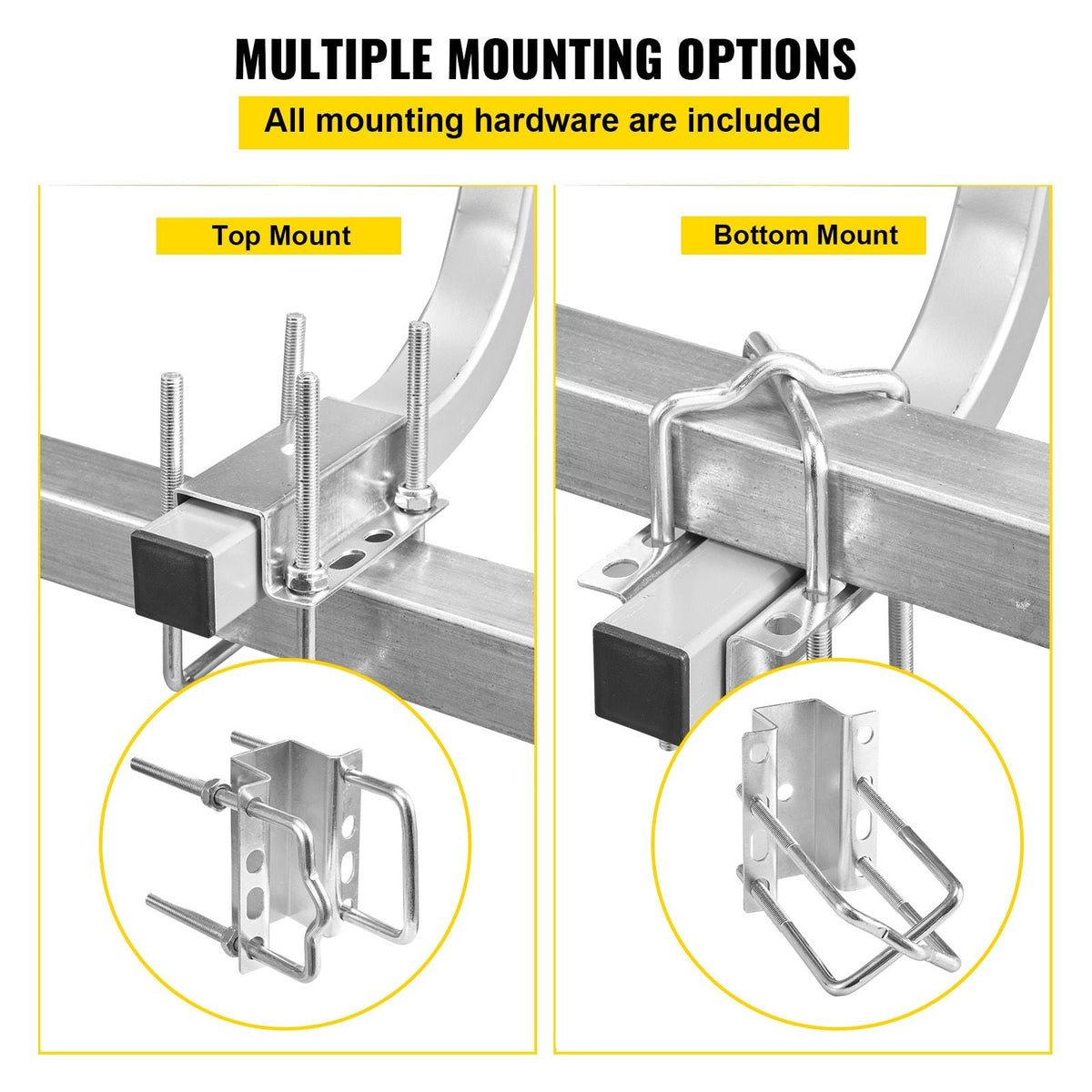 Boat Trailer Guide on, 20", One Pair Trailer Pontoon Bunk Board Guide-ons, Steel Trailer Guides, Complete Mounting Accessories Included, for Ski Boat, Fishing Boat or Sailboat Trailer