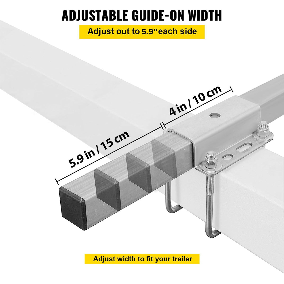 Boat Trailer Guide on, 20", One Pair Trailer Pontoon Bunk Board Guide-ons, Steel Trailer Guides, Complete Mounting Accessories Included, for Ski Boat, Fishing Boat or Sailboat Trailer